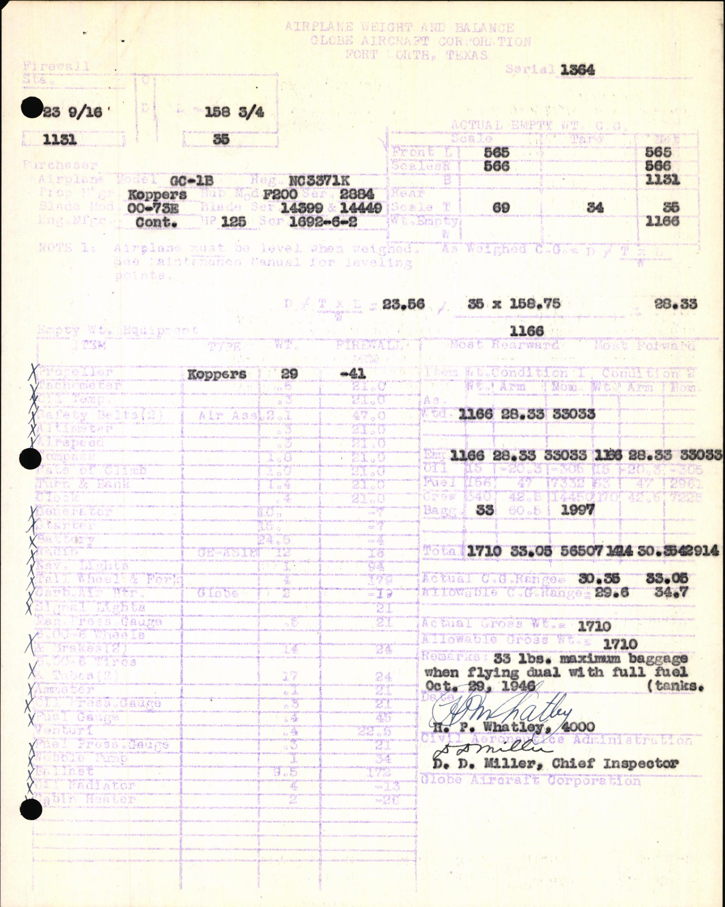 Sample page 5 from AirCorps Library document: Technical Information for Serial Number 1364