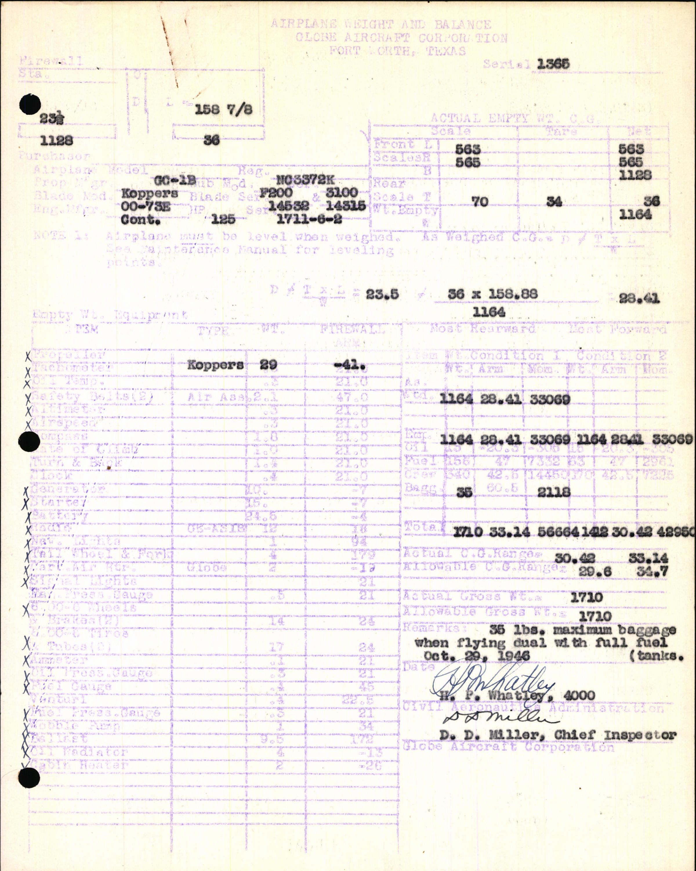 Sample page 5 from AirCorps Library document: Technical Information for Serial Number 1365