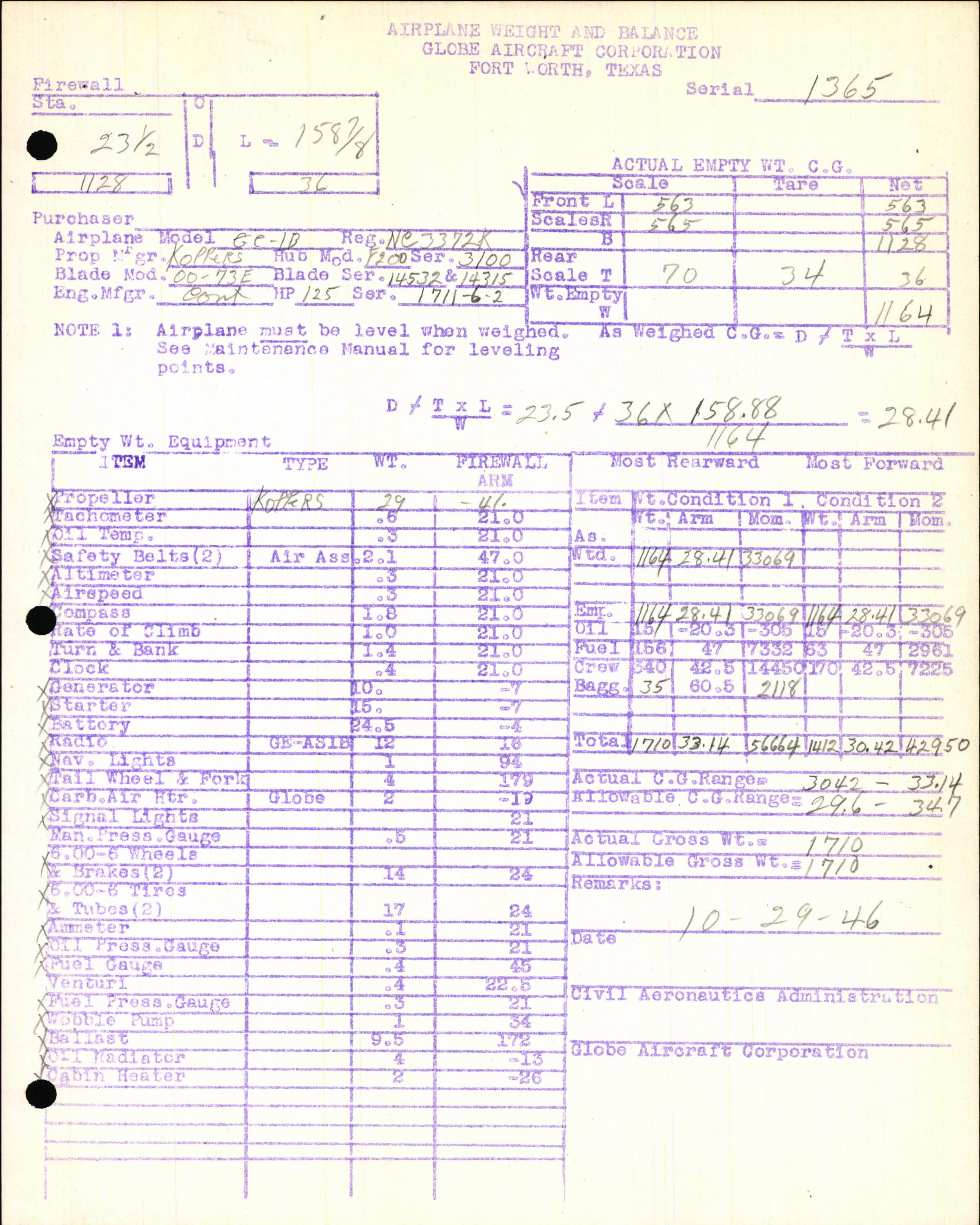 Sample page 7 from AirCorps Library document: Technical Information for Serial Number 1365