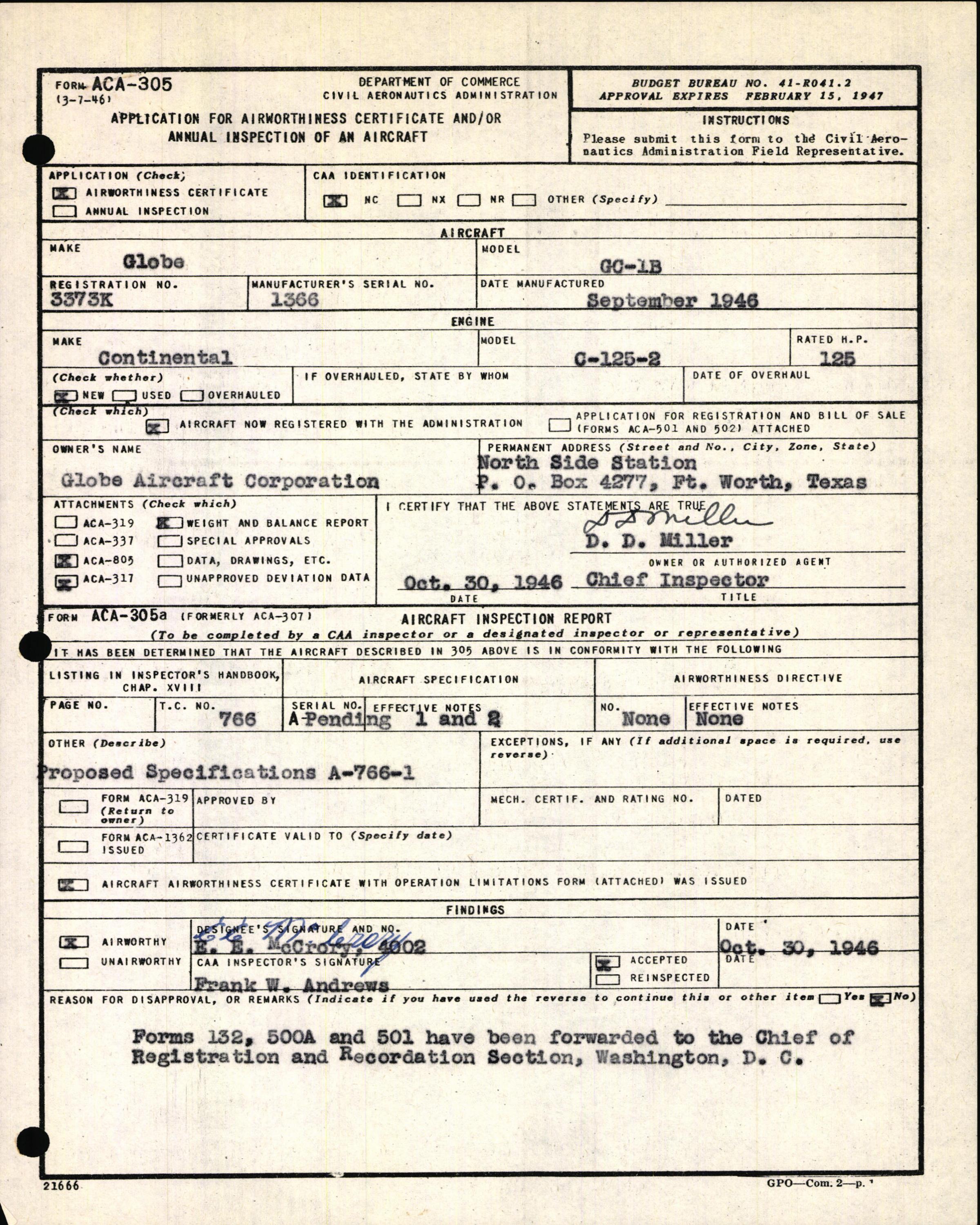 Sample page 3 from AirCorps Library document: Technical Information for Serial Number 1366