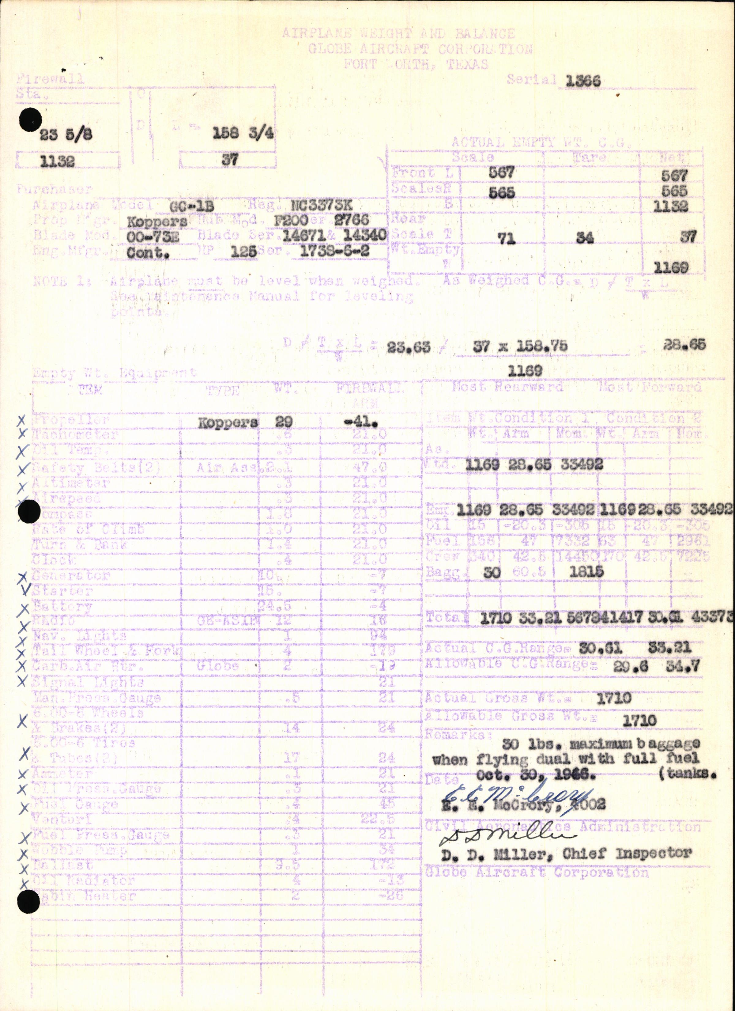 Sample page 5 from AirCorps Library document: Technical Information for Serial Number 1366