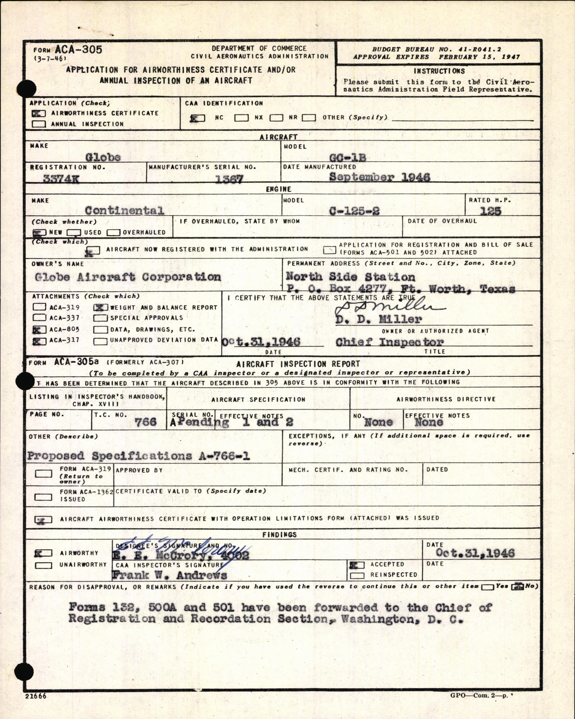 Sample page 3 from AirCorps Library document: Technical Information for Serial Number 1367