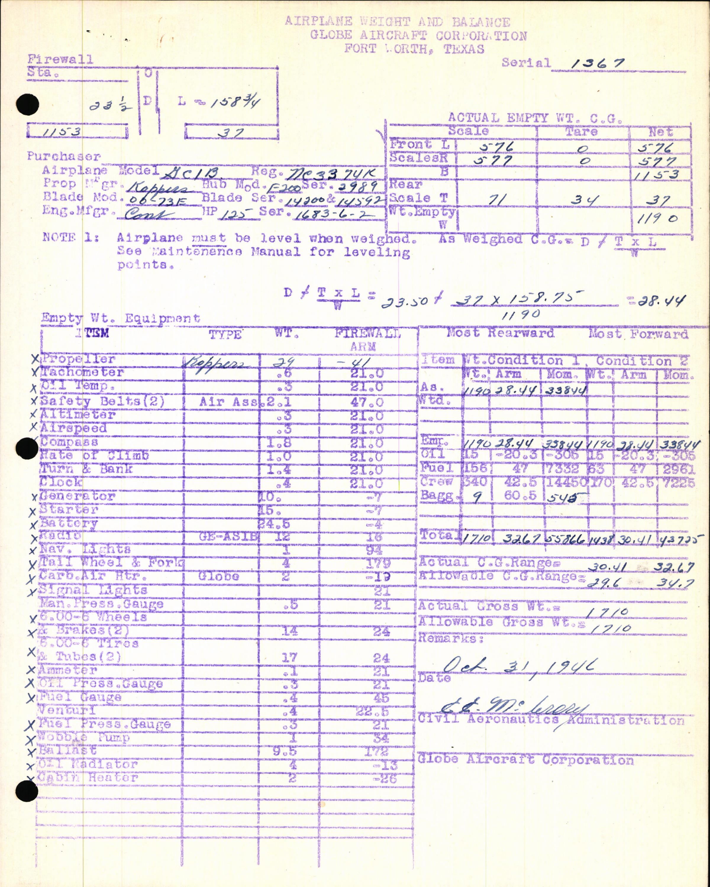 Sample page 7 from AirCorps Library document: Technical Information for Serial Number 1367