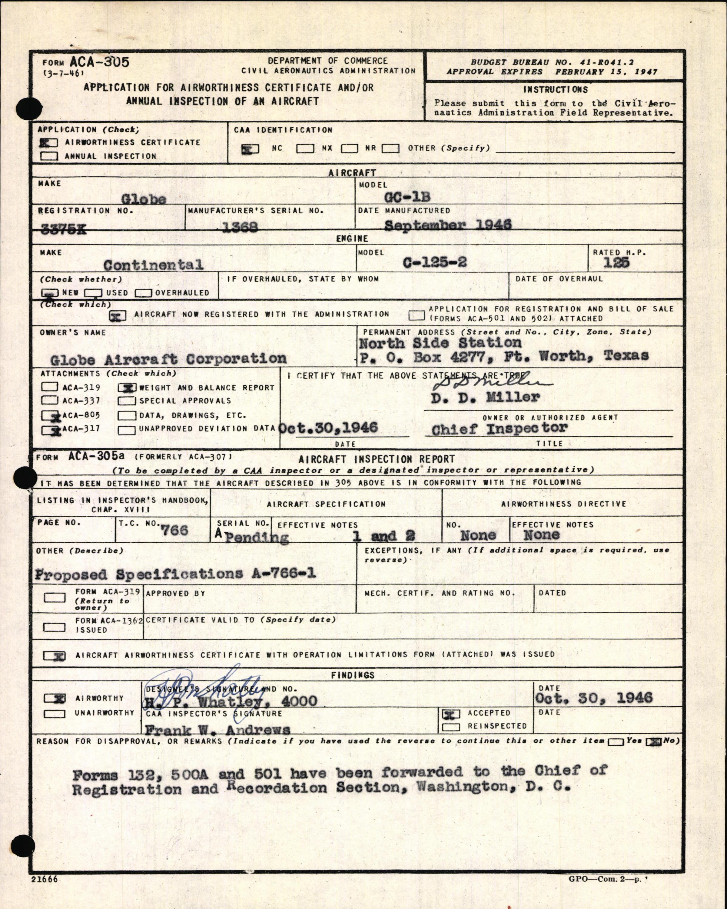 Sample page 3 from AirCorps Library document: Technical Information for Serial Number 1368