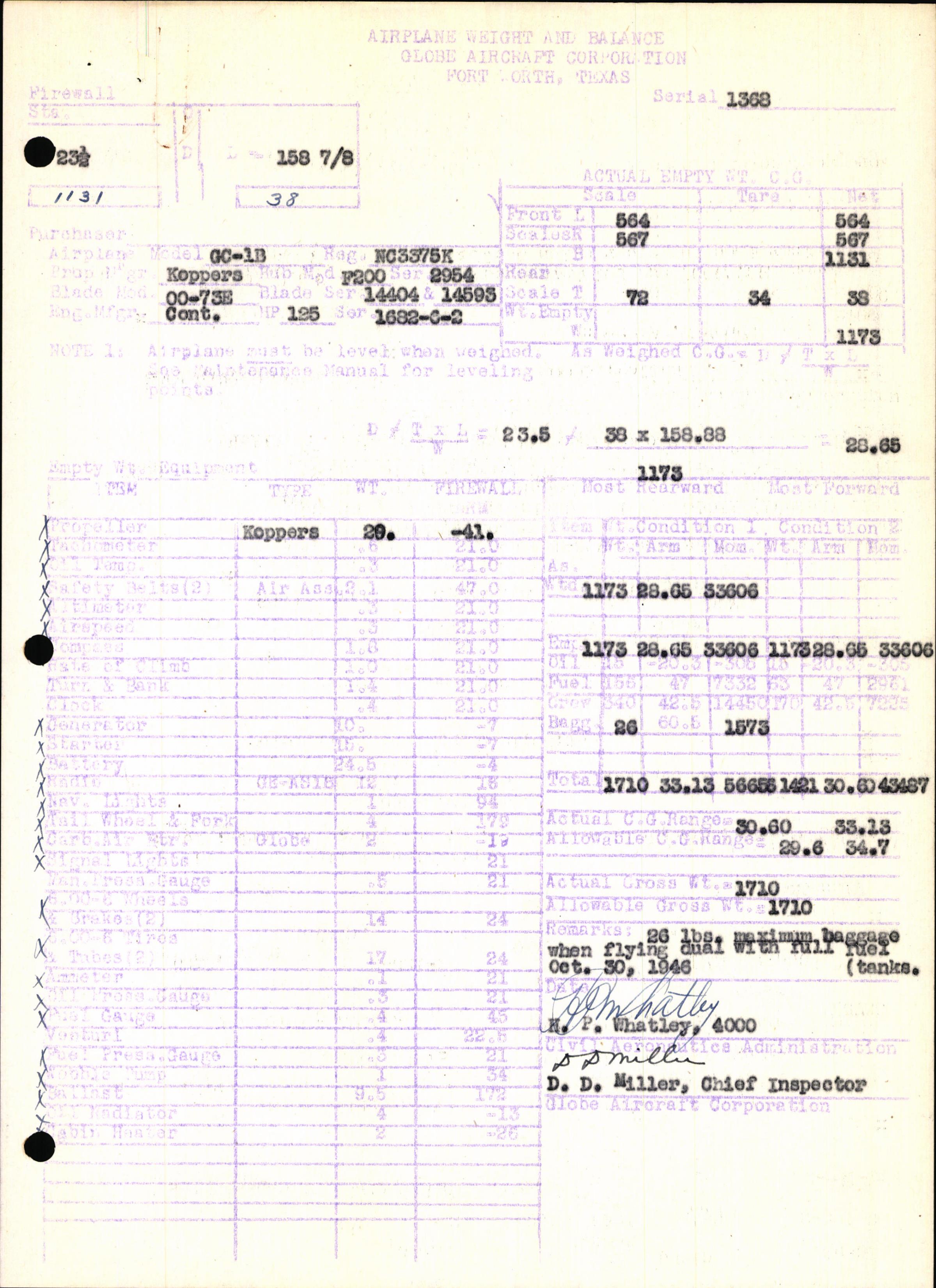 Sample page 5 from AirCorps Library document: Technical Information for Serial Number 1368