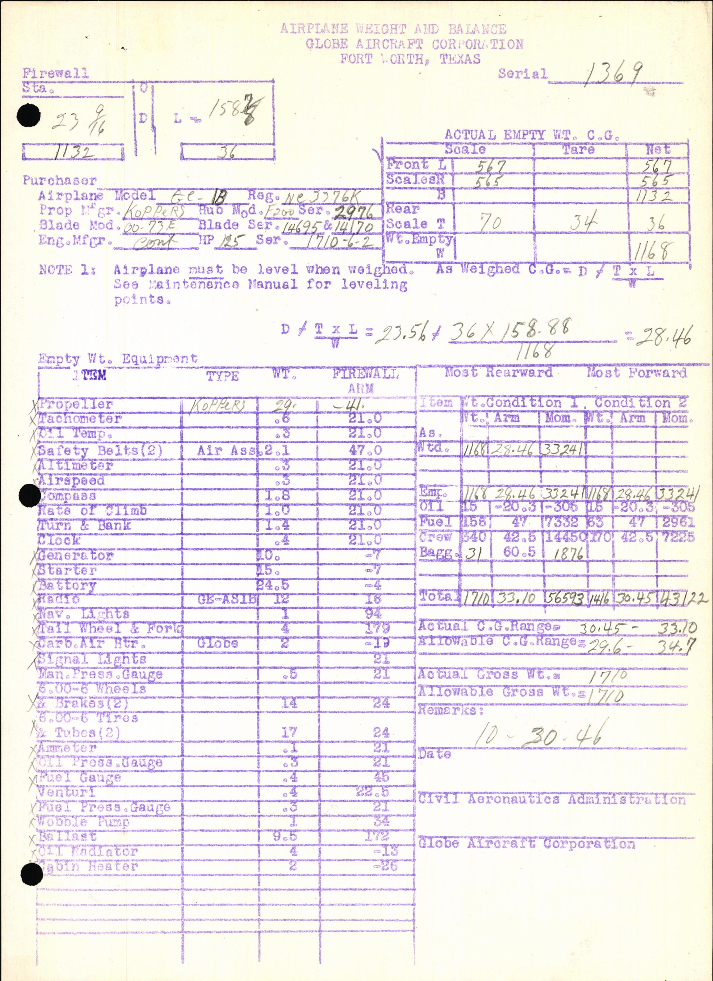 Sample page 7 from AirCorps Library document: Technical Information for Serial Number 1369