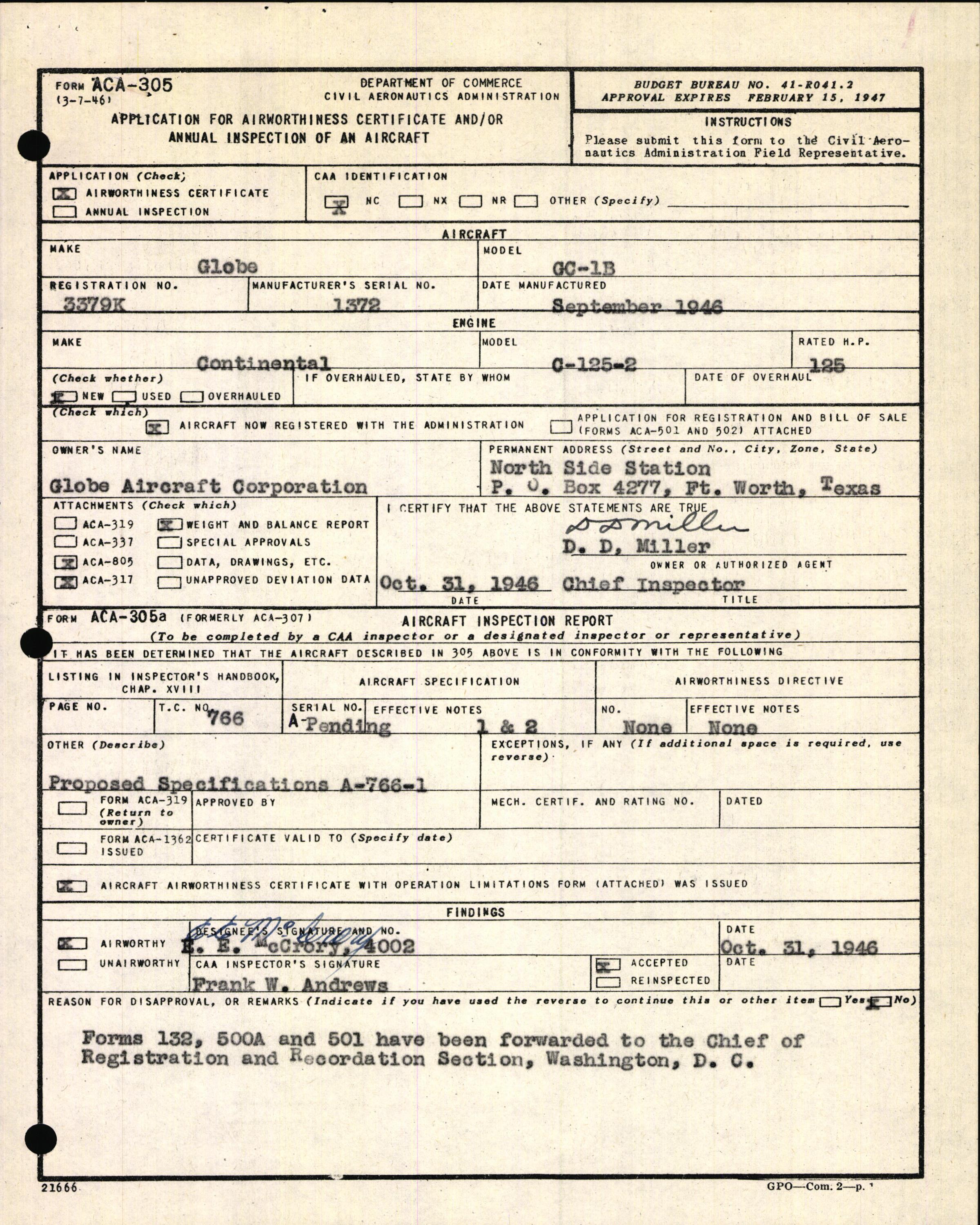 Sample page 3 from AirCorps Library document: Technical Information for Serial Number 1372