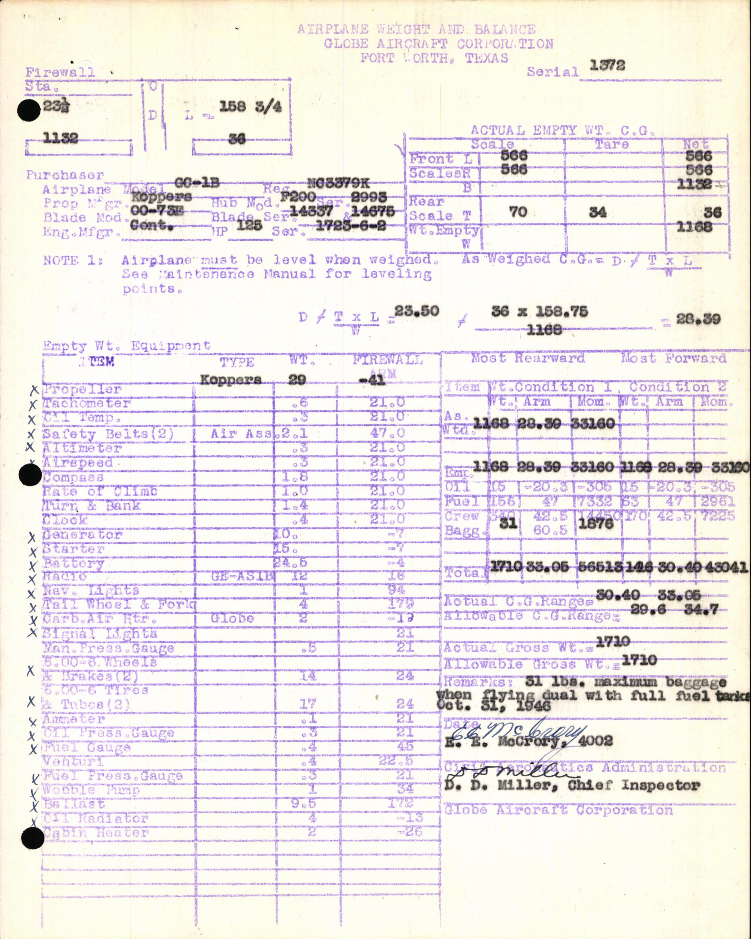 Sample page 5 from AirCorps Library document: Technical Information for Serial Number 1372