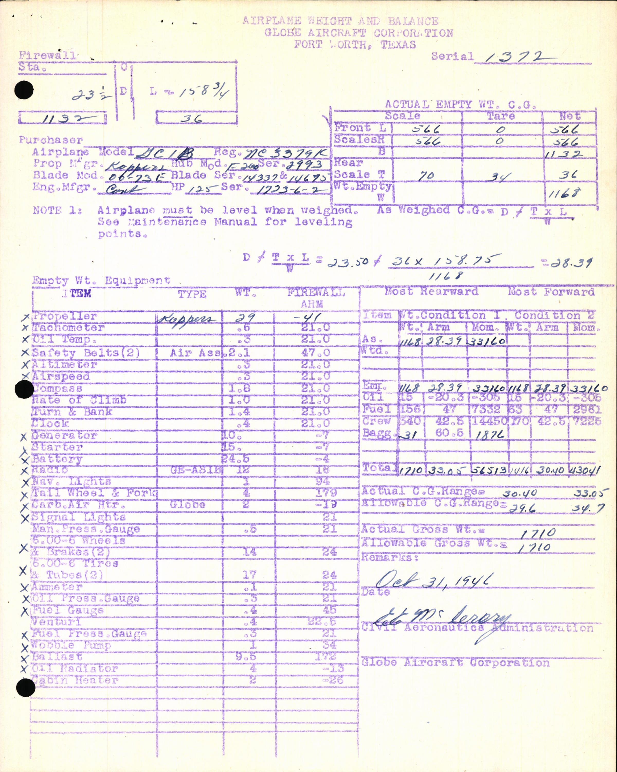 Sample page 7 from AirCorps Library document: Technical Information for Serial Number 1372