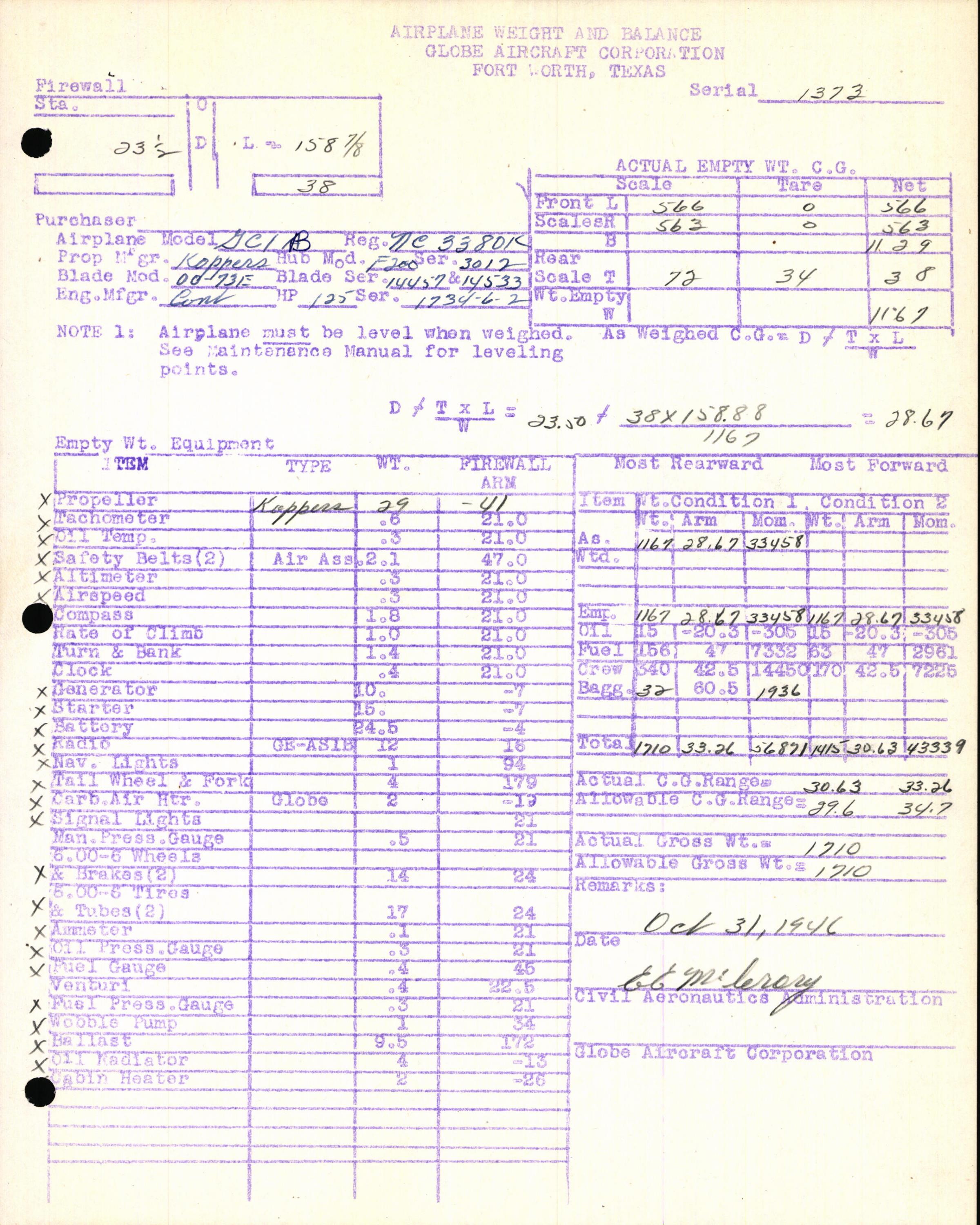 Sample page 7 from AirCorps Library document: Technical Information for Serial Number 1373