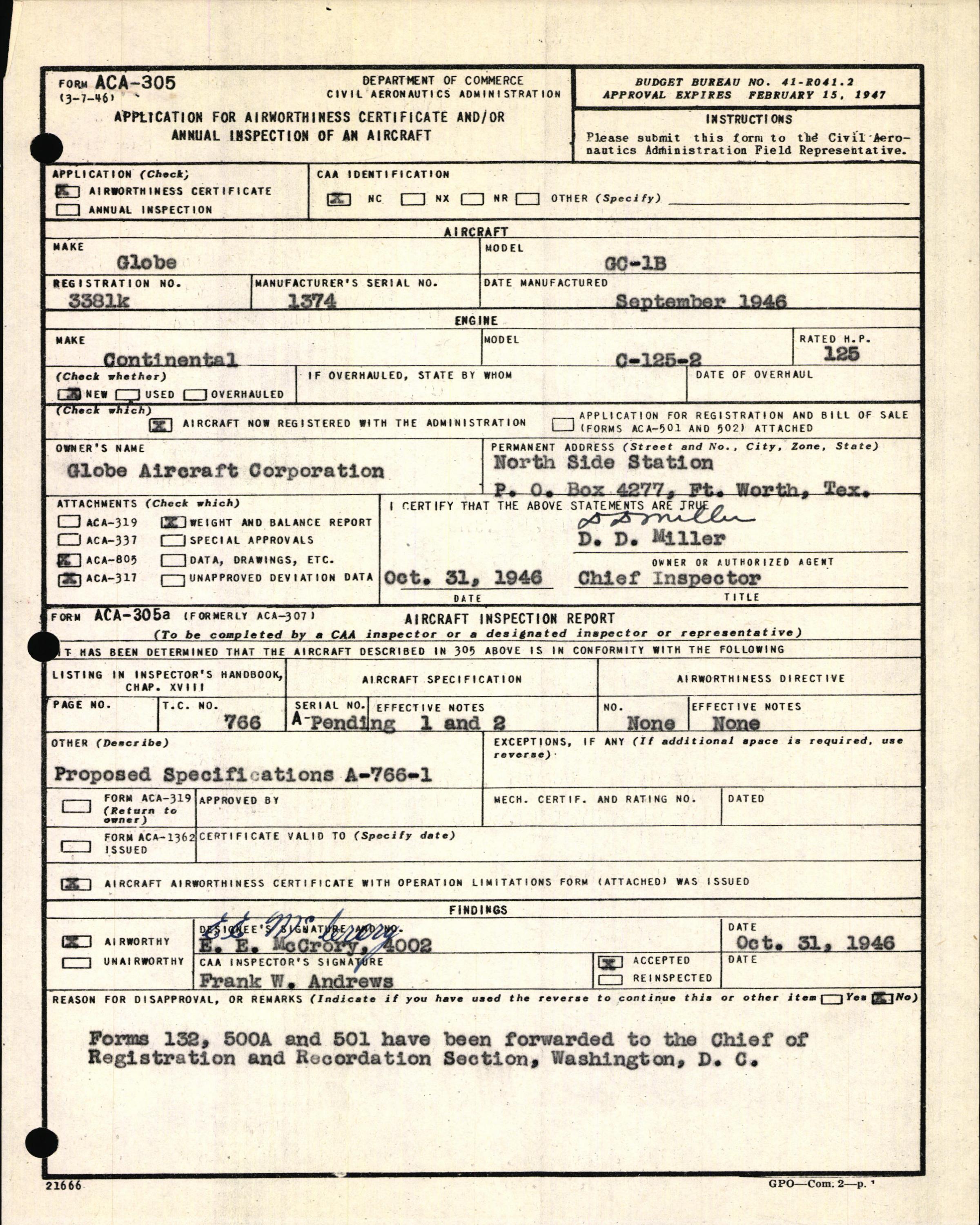 Sample page 3 from AirCorps Library document: Technical Information for Serial Number 1374