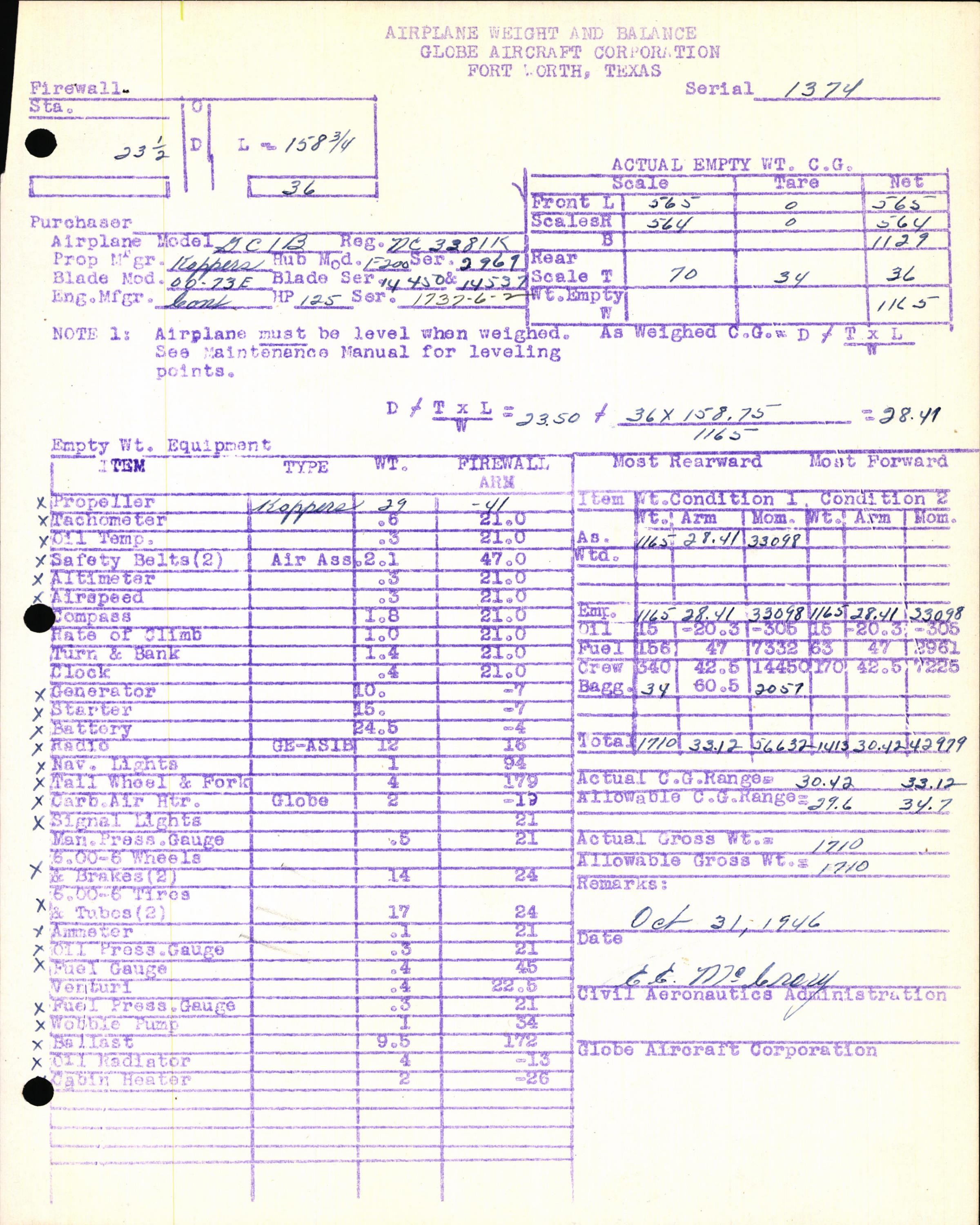 Sample page 7 from AirCorps Library document: Technical Information for Serial Number 1374