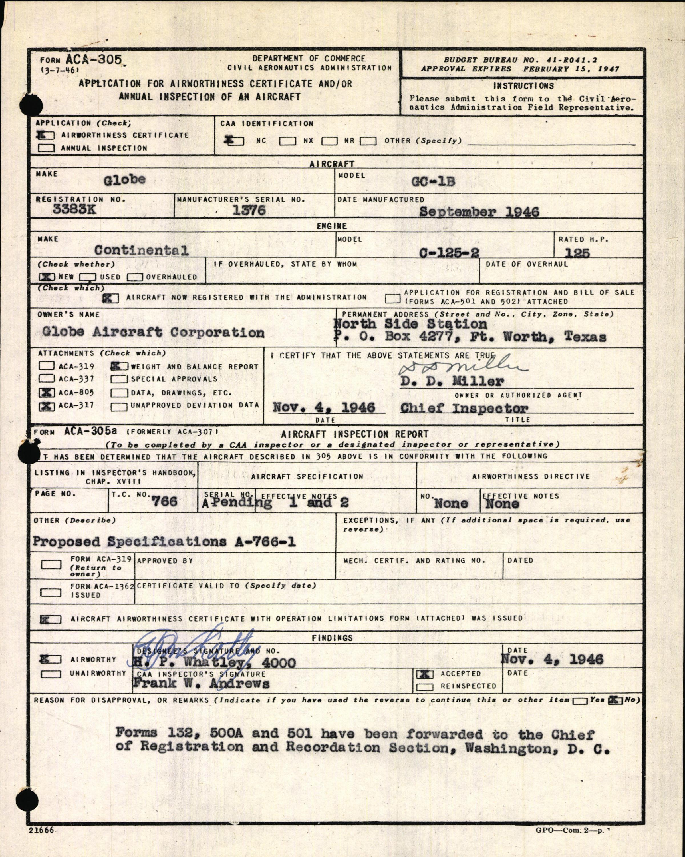 Sample page 3 from AirCorps Library document: Technical Information for Serial Number 1376