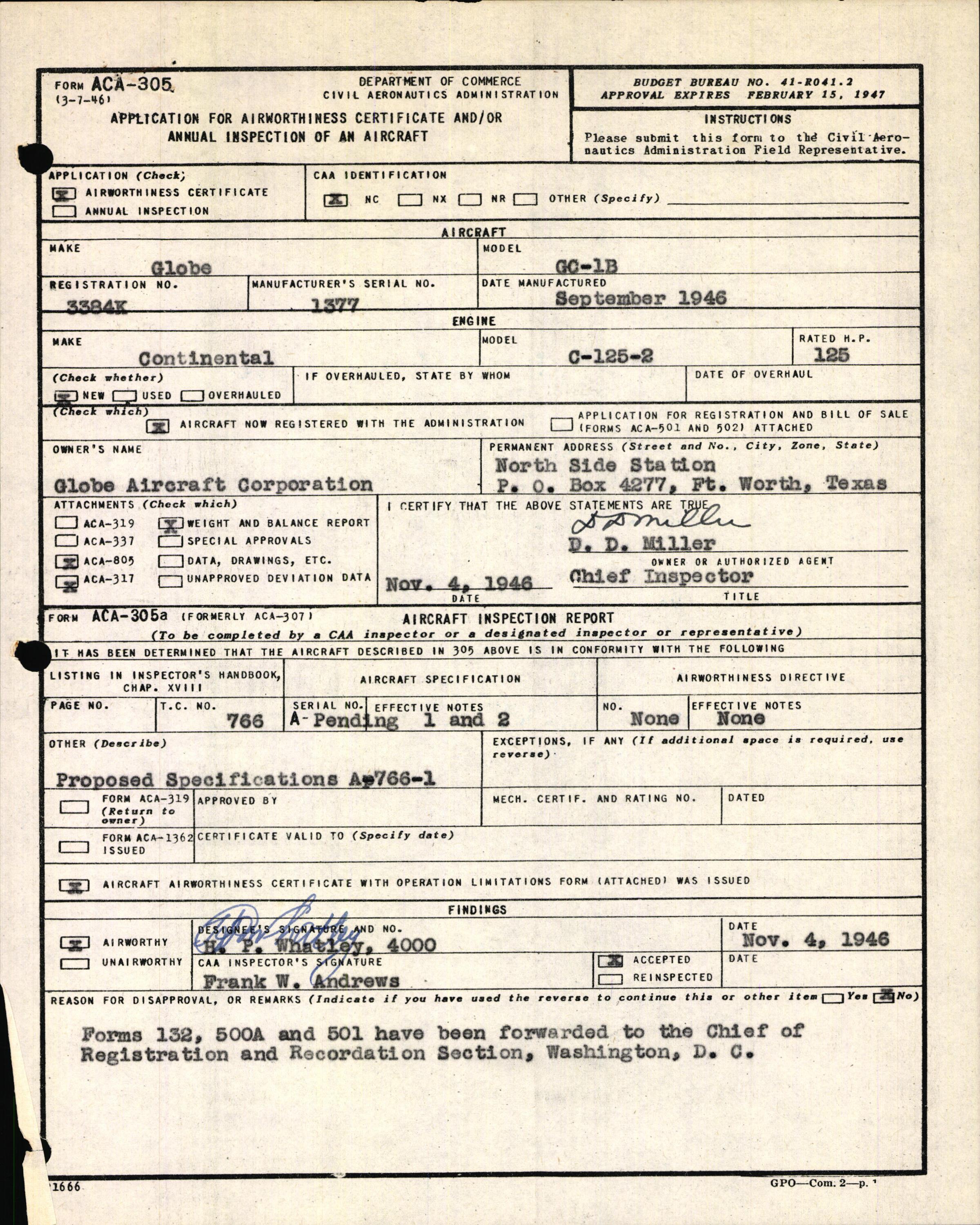 Sample page 3 from AirCorps Library document: Technical Information for Serial Number 1377