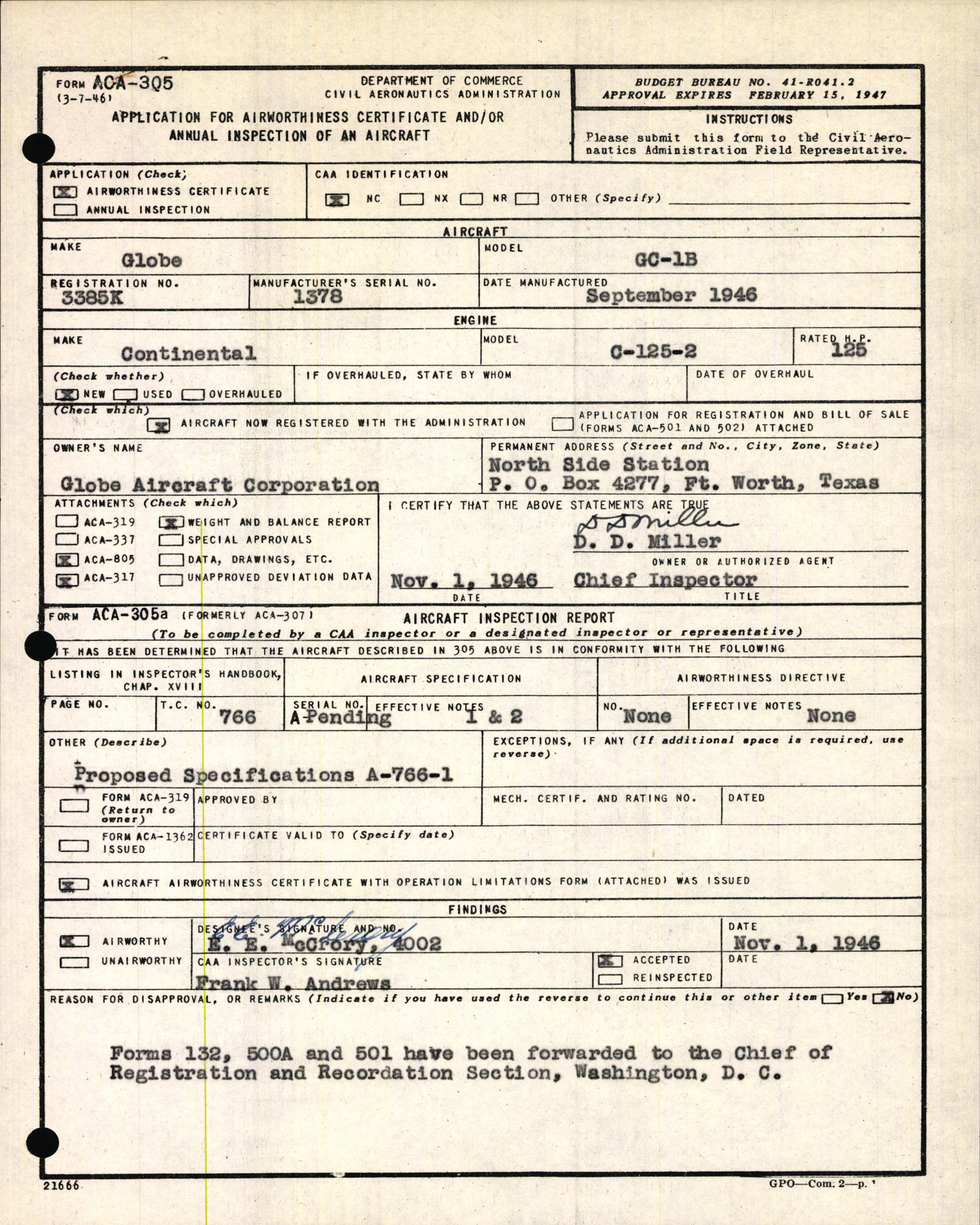 Sample page 3 from AirCorps Library document: Technical Information for Serial Number 1378