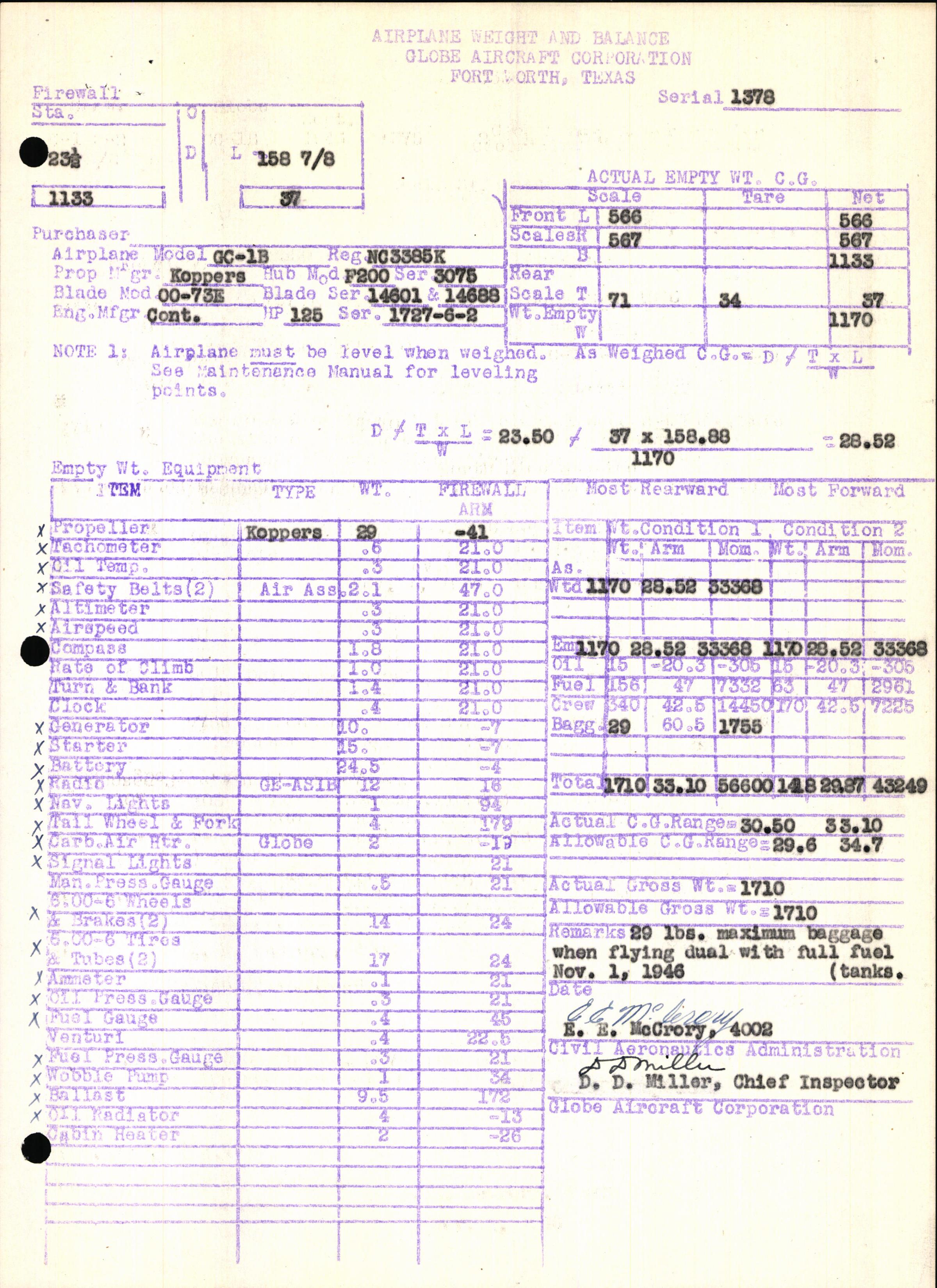 Sample page 7 from AirCorps Library document: Technical Information for Serial Number 1378