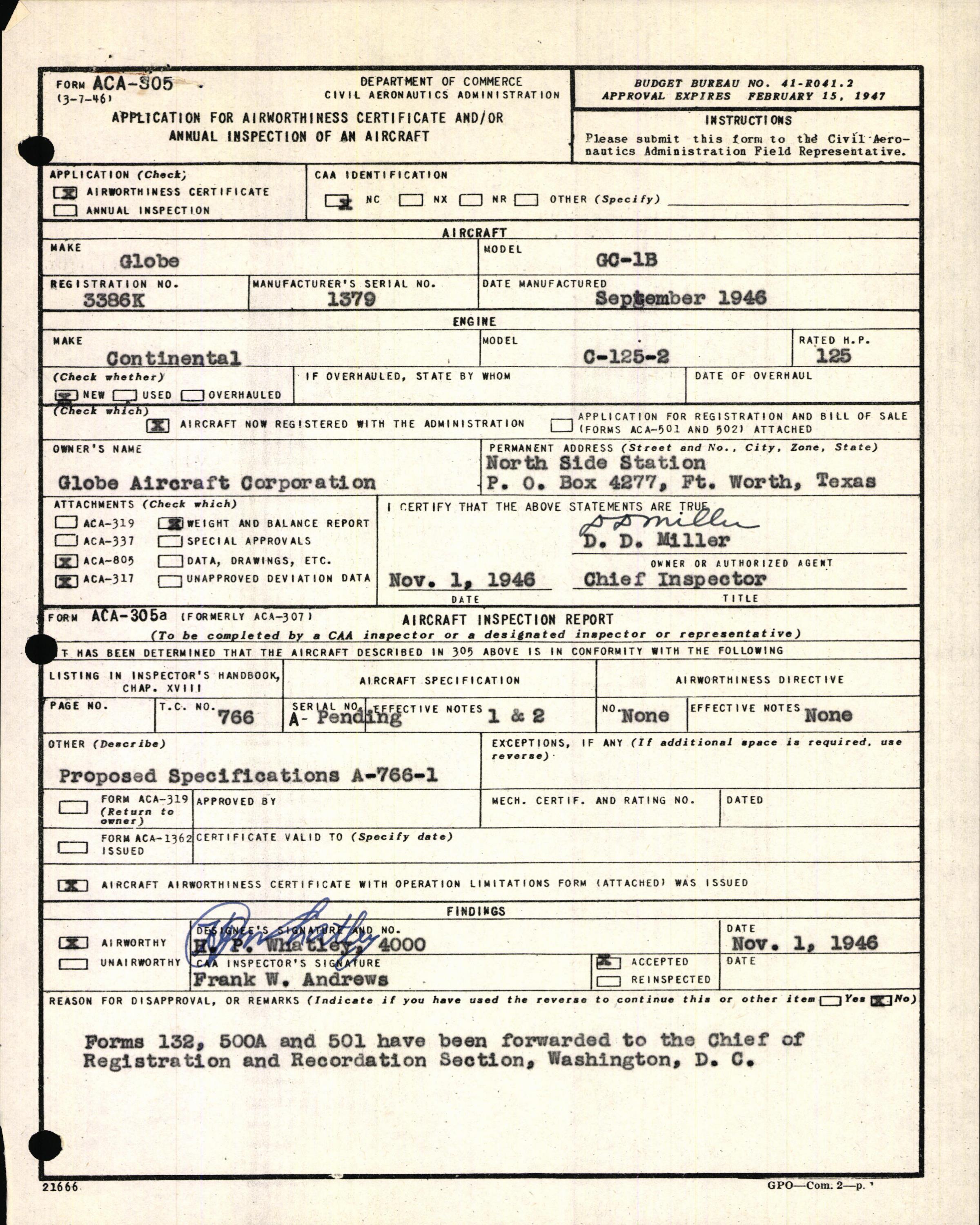 Sample page 3 from AirCorps Library document: Technical Information for Serial Number 1379