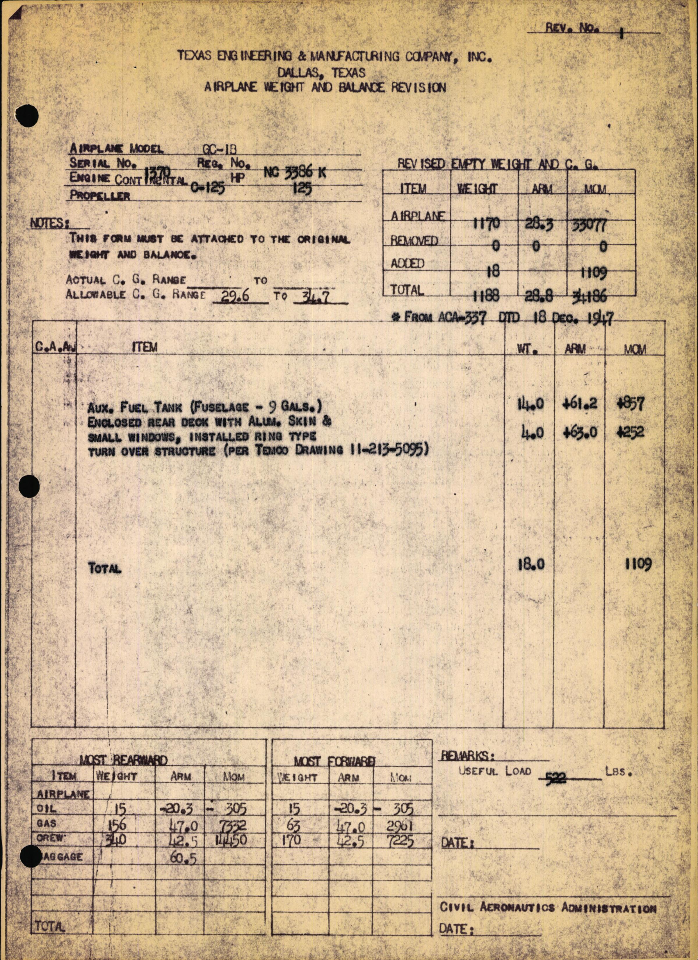 Sample page 5 from AirCorps Library document: Technical Information for Serial Number 1379
