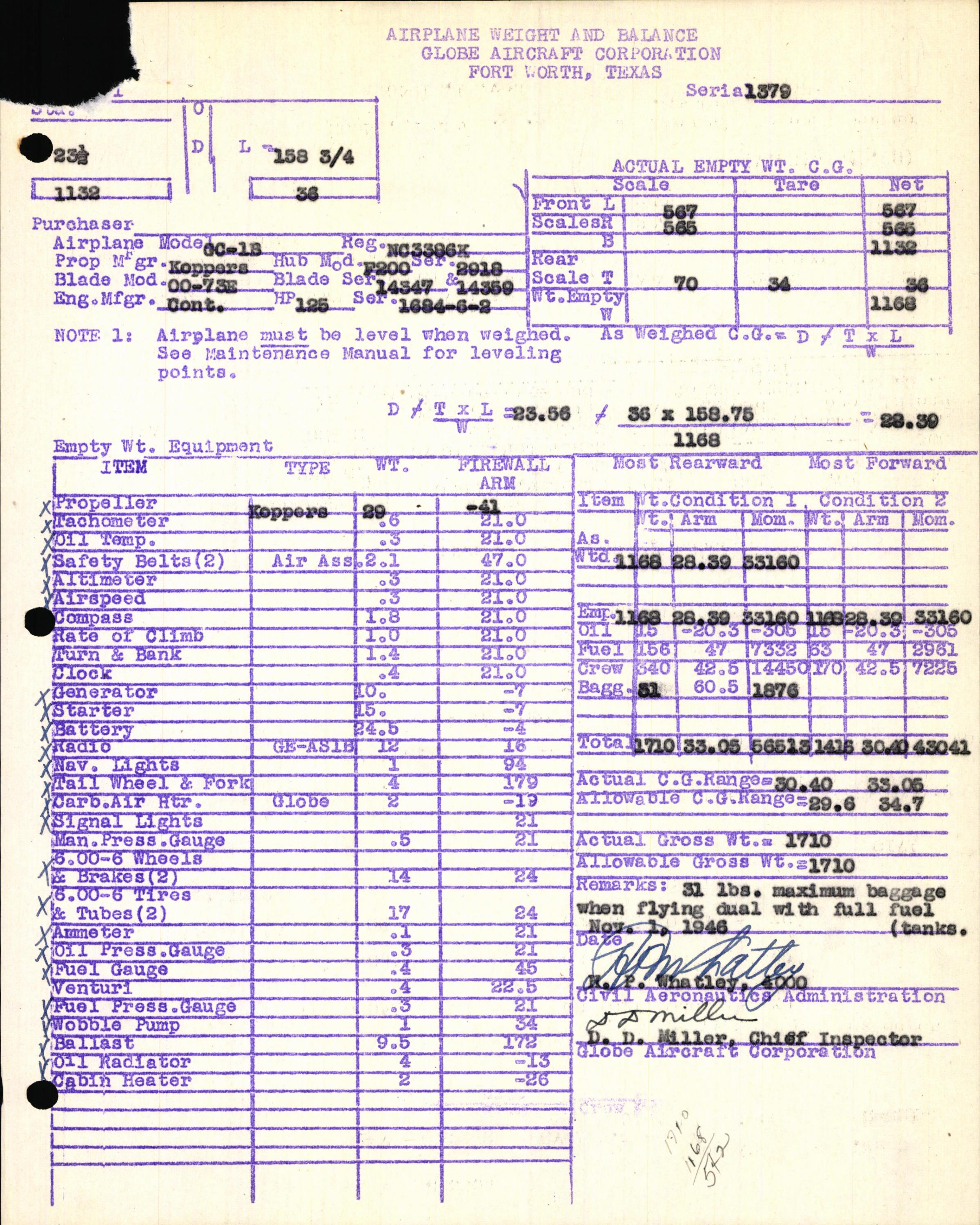 Sample page 7 from AirCorps Library document: Technical Information for Serial Number 1379