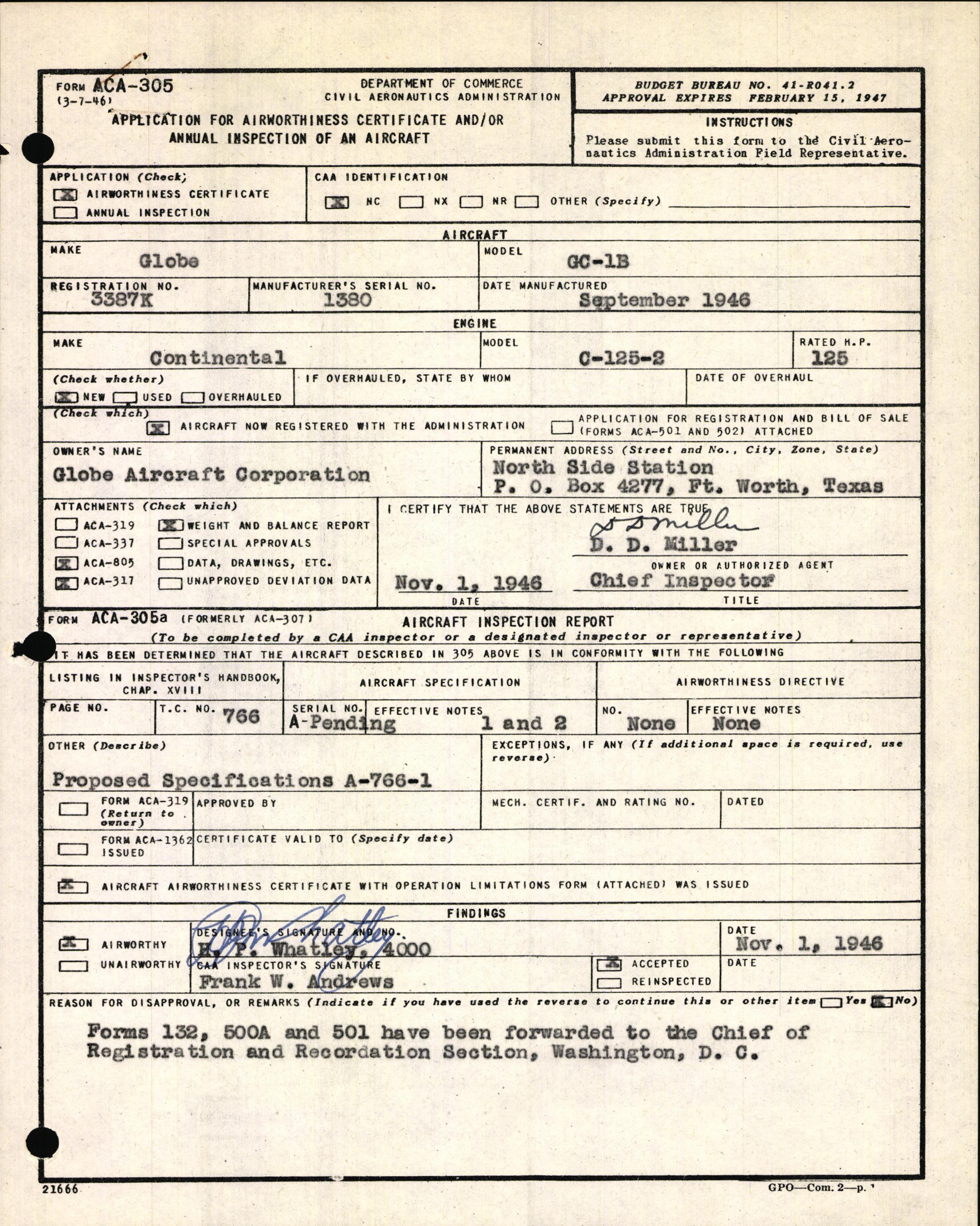 Sample page 3 from AirCorps Library document: Technical Information for Serial Number 1380