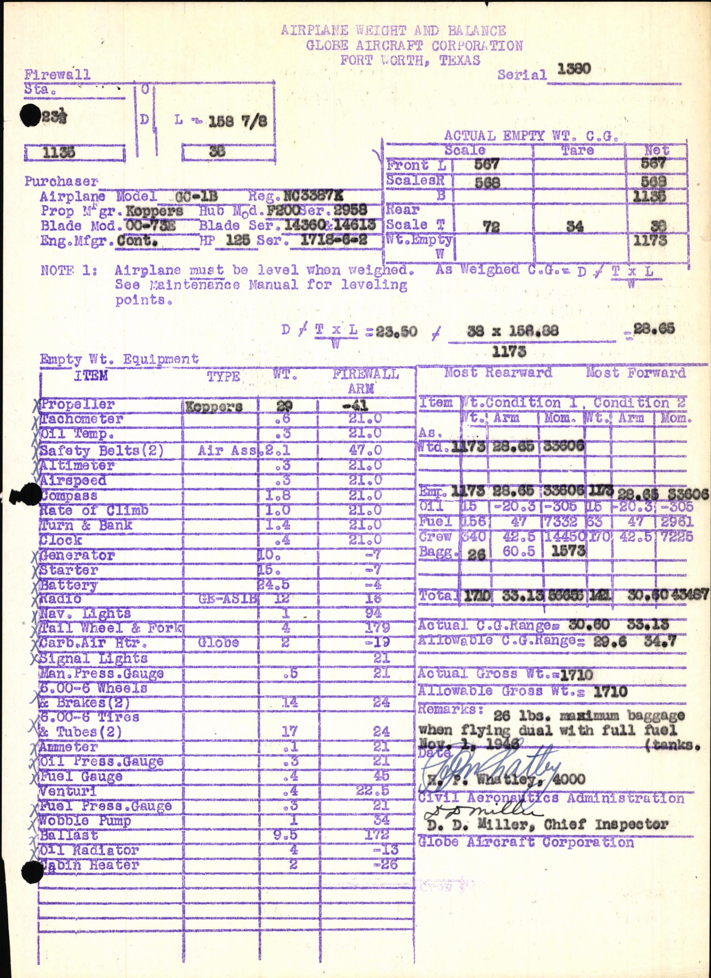 Sample page 7 from AirCorps Library document: Technical Information for Serial Number 1380
