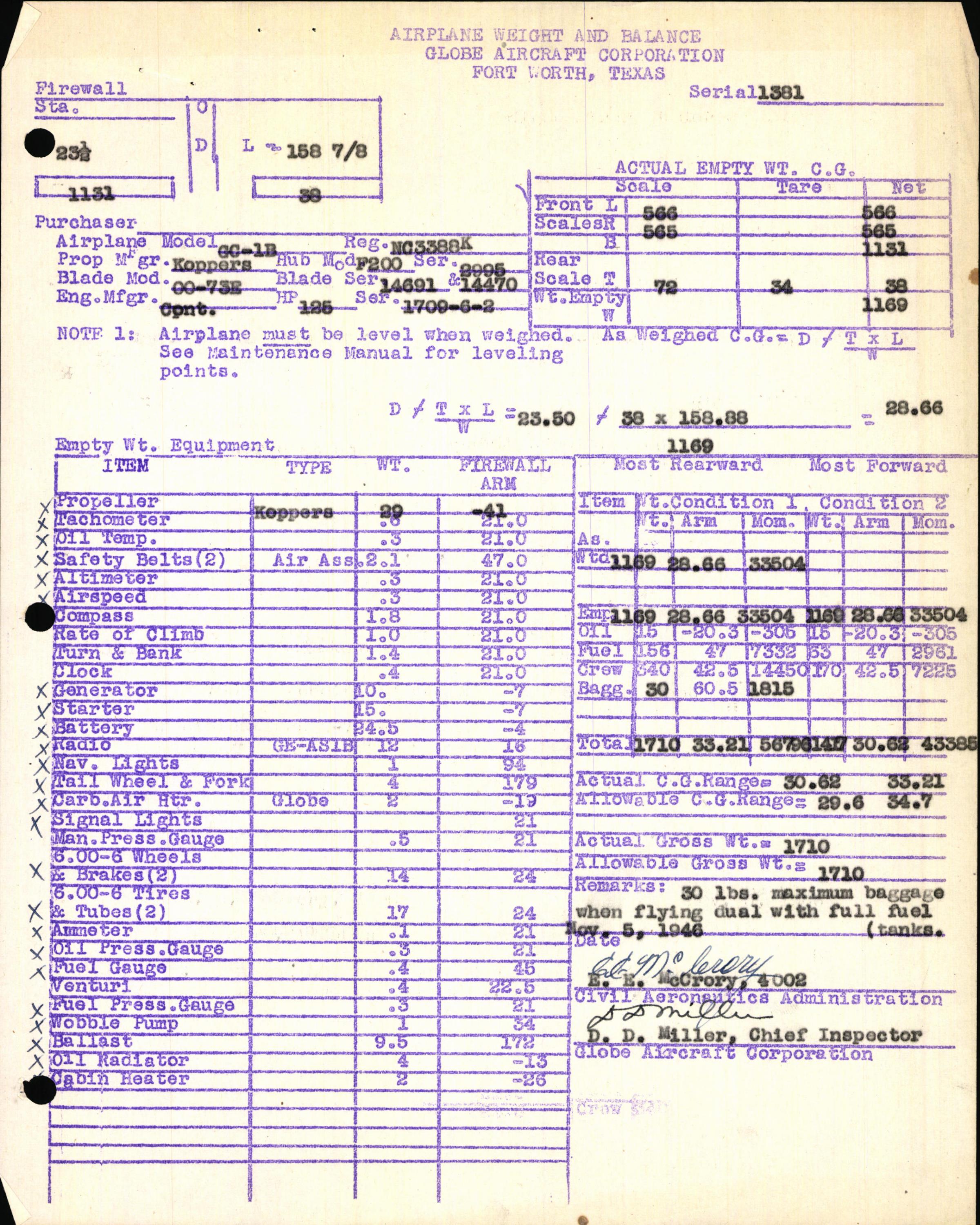 Sample page 5 from AirCorps Library document: Technical Information for Serial Number 1381