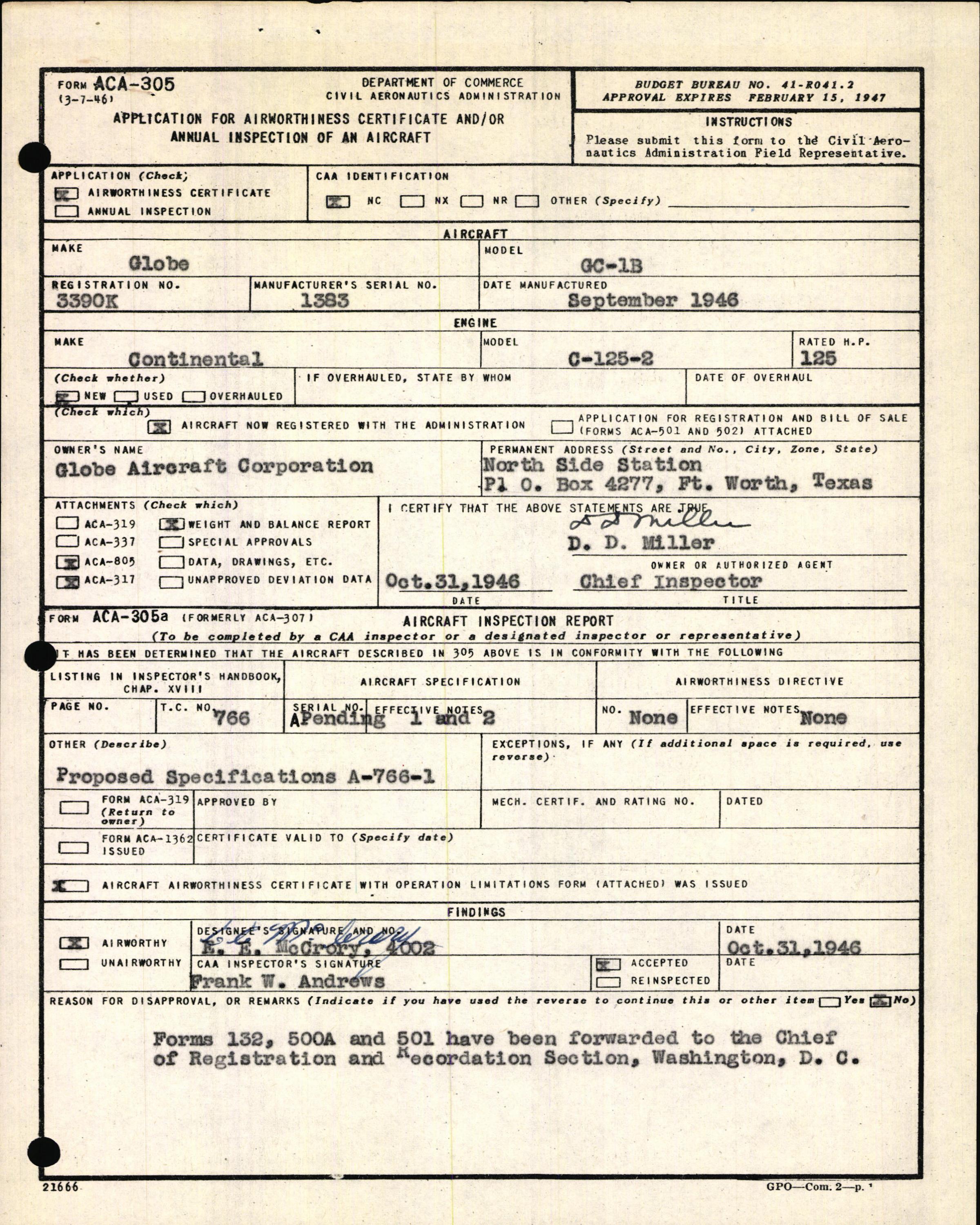 Sample page 3 from AirCorps Library document: Technical Information for Serial Number 1383