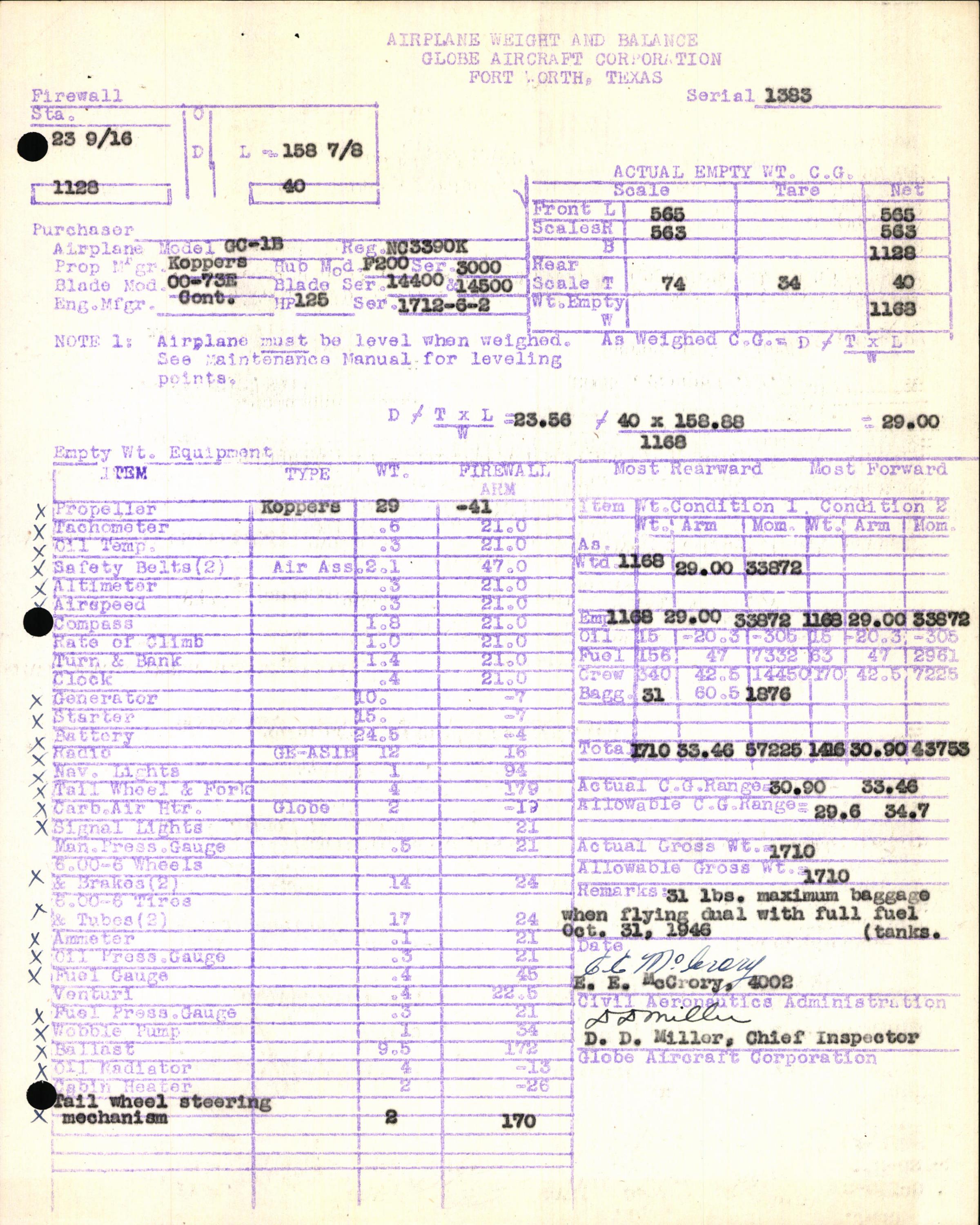 Sample page 5 from AirCorps Library document: Technical Information for Serial Number 1383