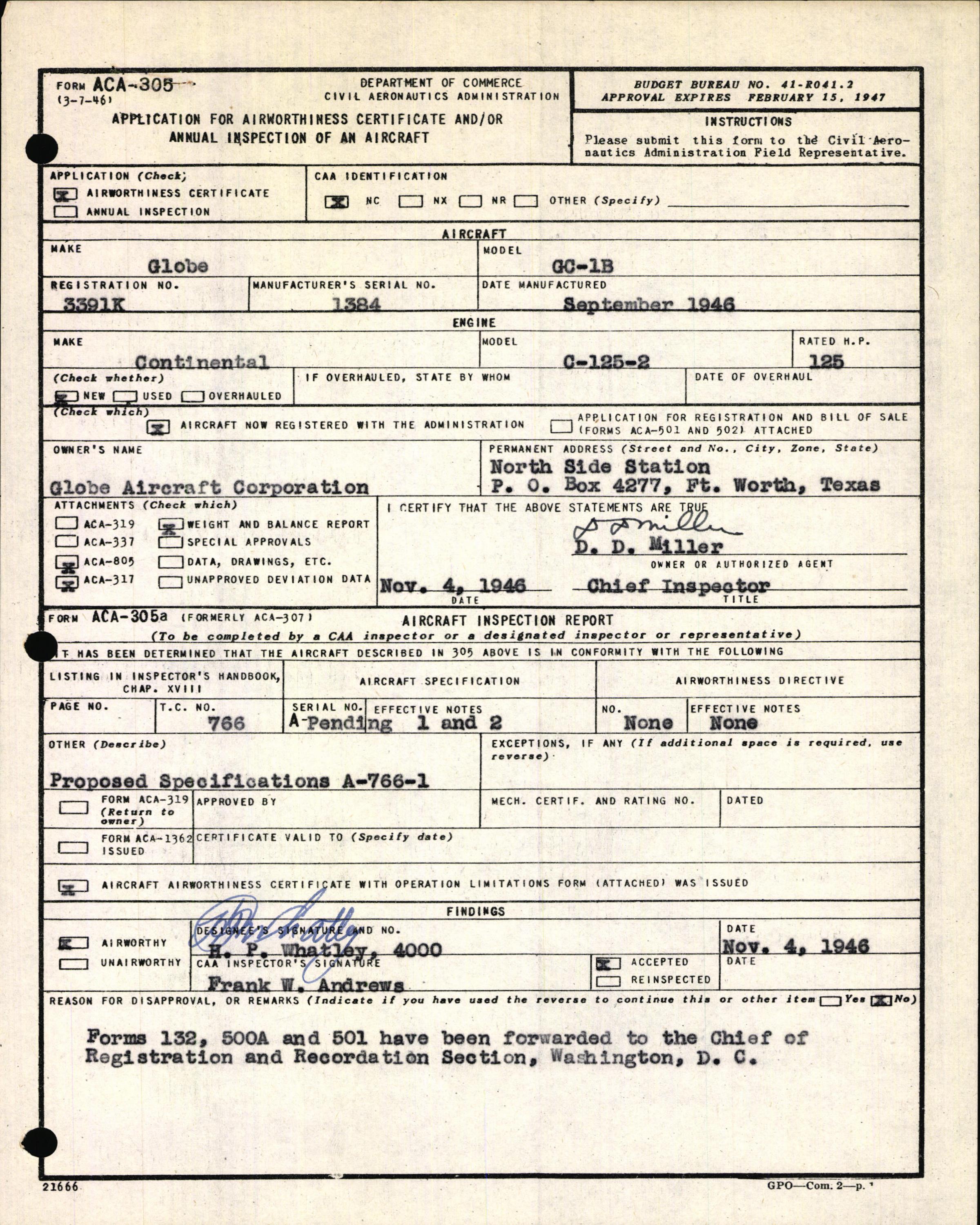 Sample page 3 from AirCorps Library document: Technical Information for Serial Number 1384