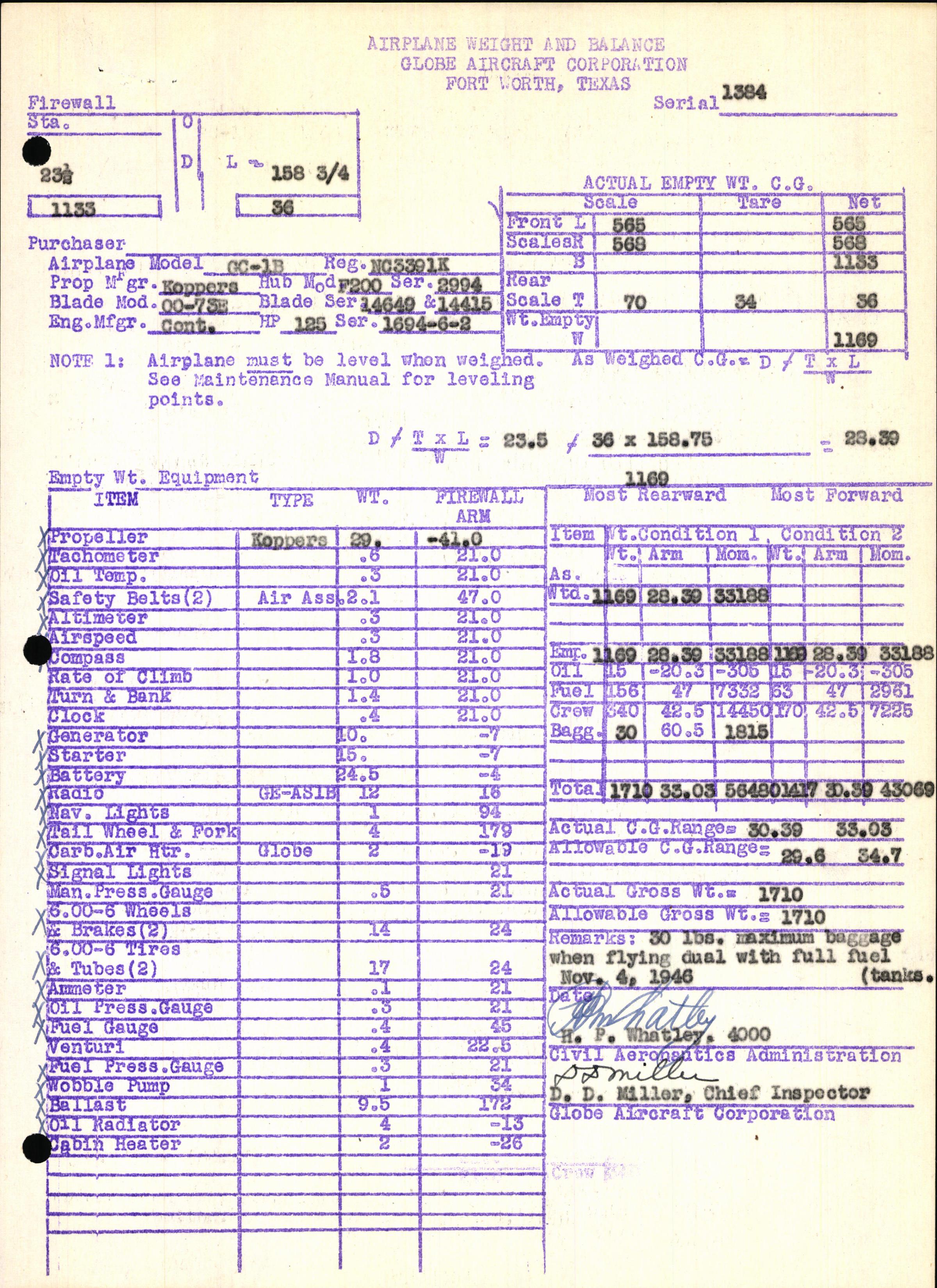 Sample page 7 from AirCorps Library document: Technical Information for Serial Number 1384