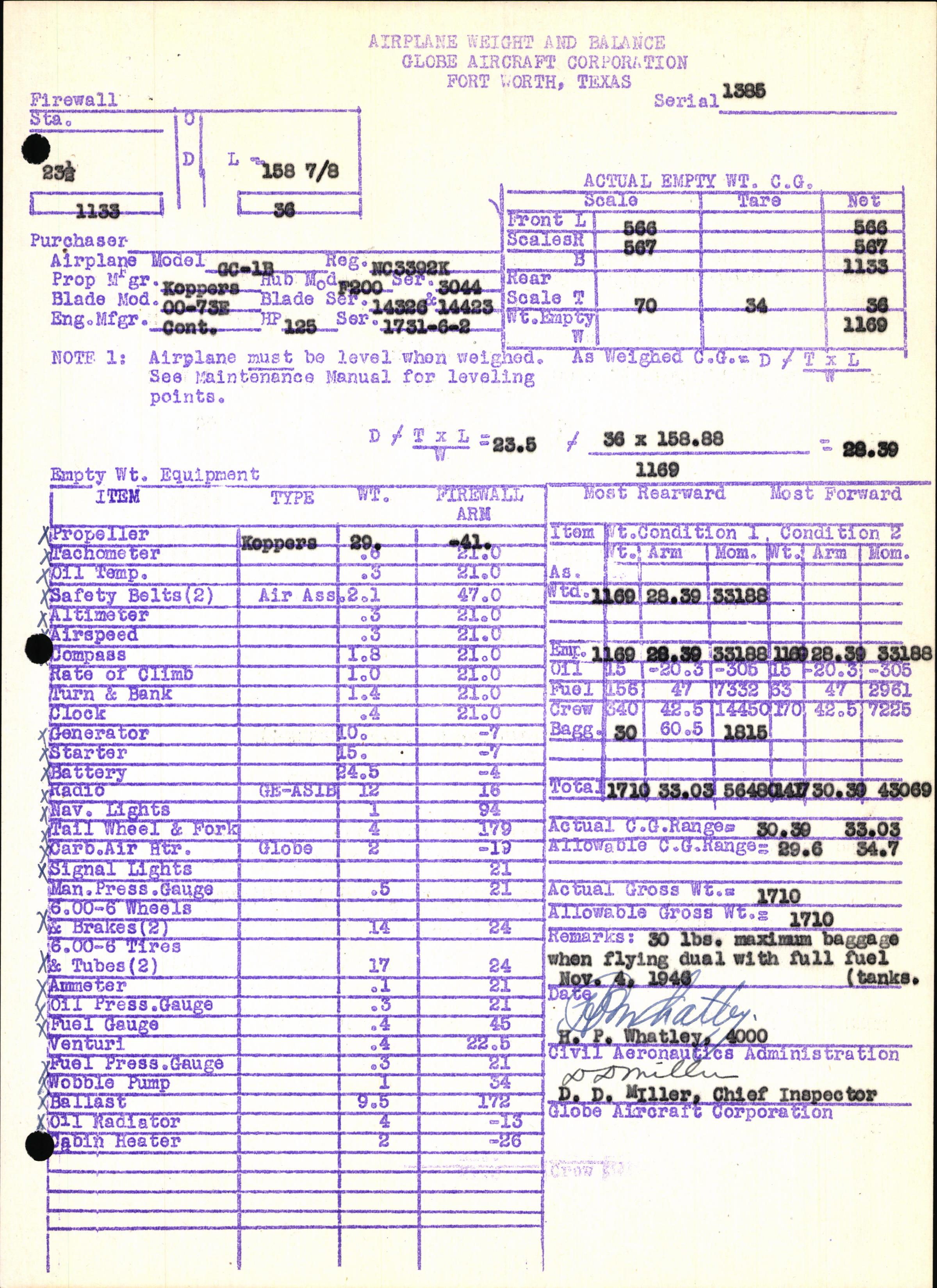 Sample page 7 from AirCorps Library document: Technical Information for Serial Number 1385