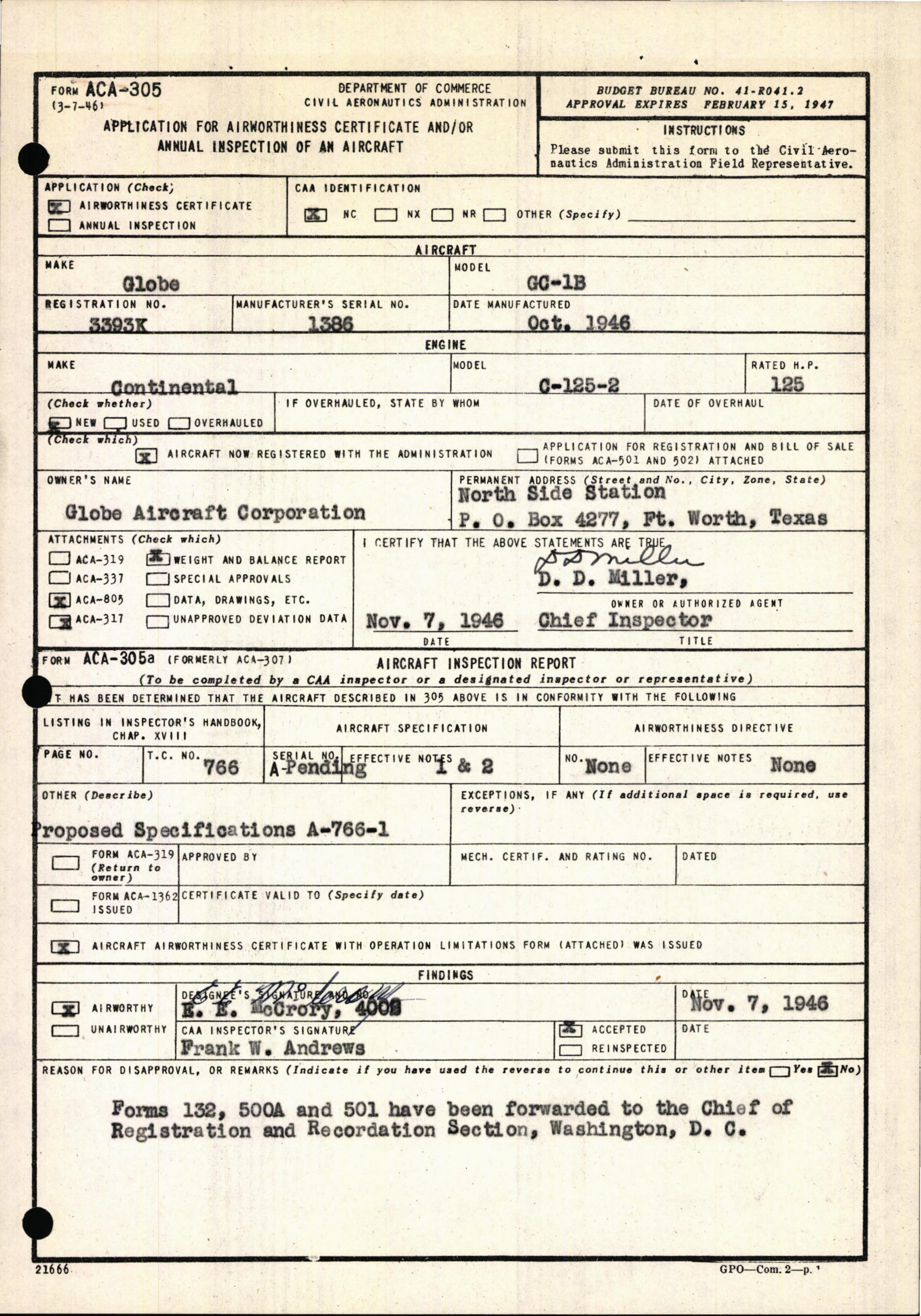 Sample page 3 from AirCorps Library document: Technical Information for Serial Number 1386