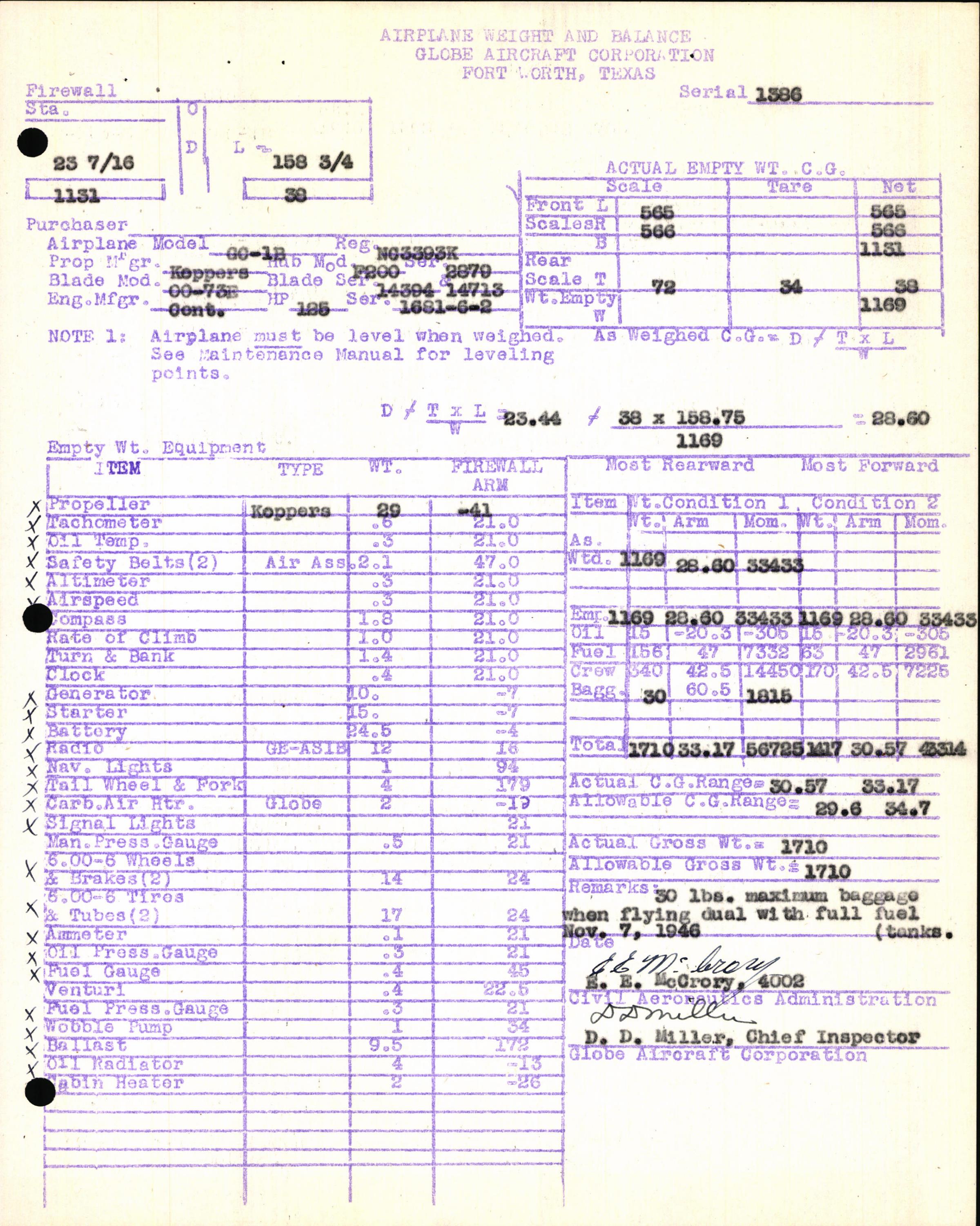 Sample page 5 from AirCorps Library document: Technical Information for Serial Number 1386