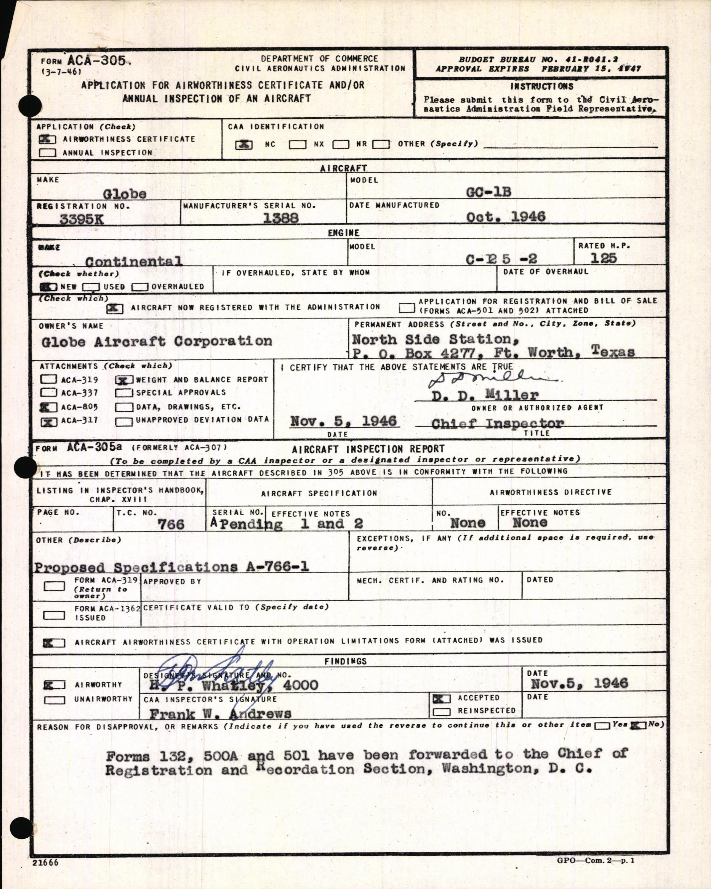 Sample page 3 from AirCorps Library document: Technical Information for Serial Number 1388