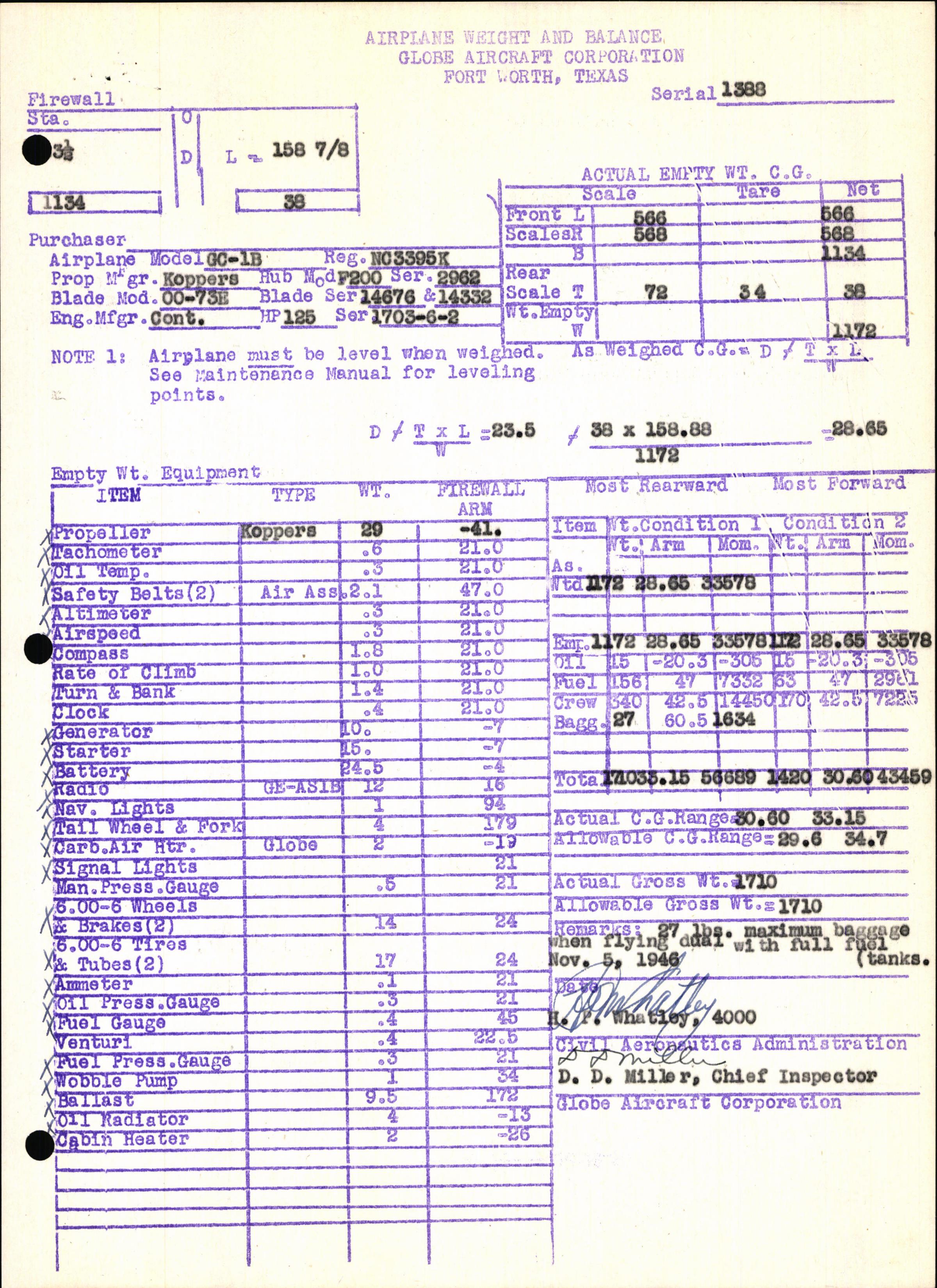 Sample page 7 from AirCorps Library document: Technical Information for Serial Number 1388