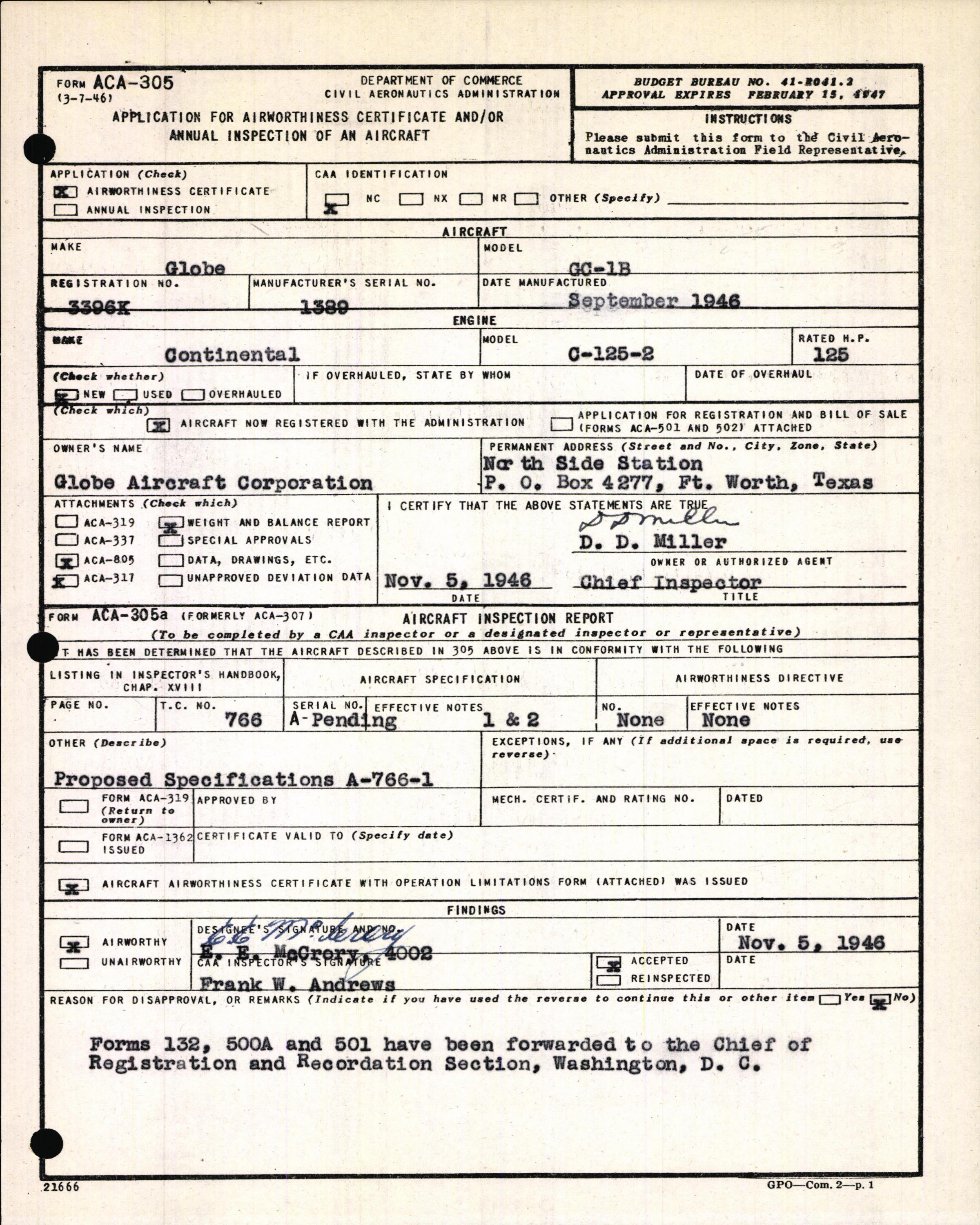 Sample page 3 from AirCorps Library document: Technical Information for Serial Number 1389