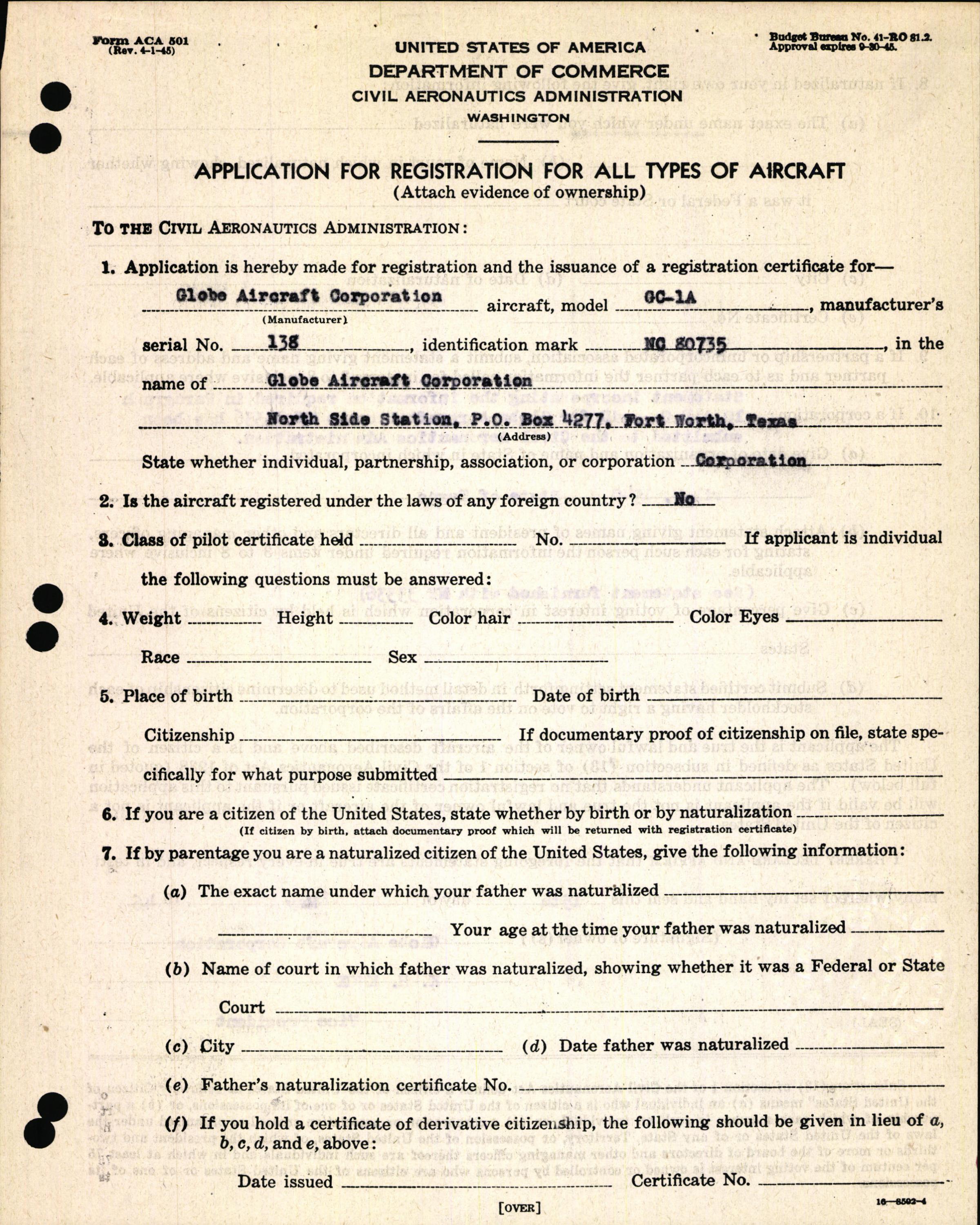 Sample page 3 from AirCorps Library document: Technical Information for Serial Number 138