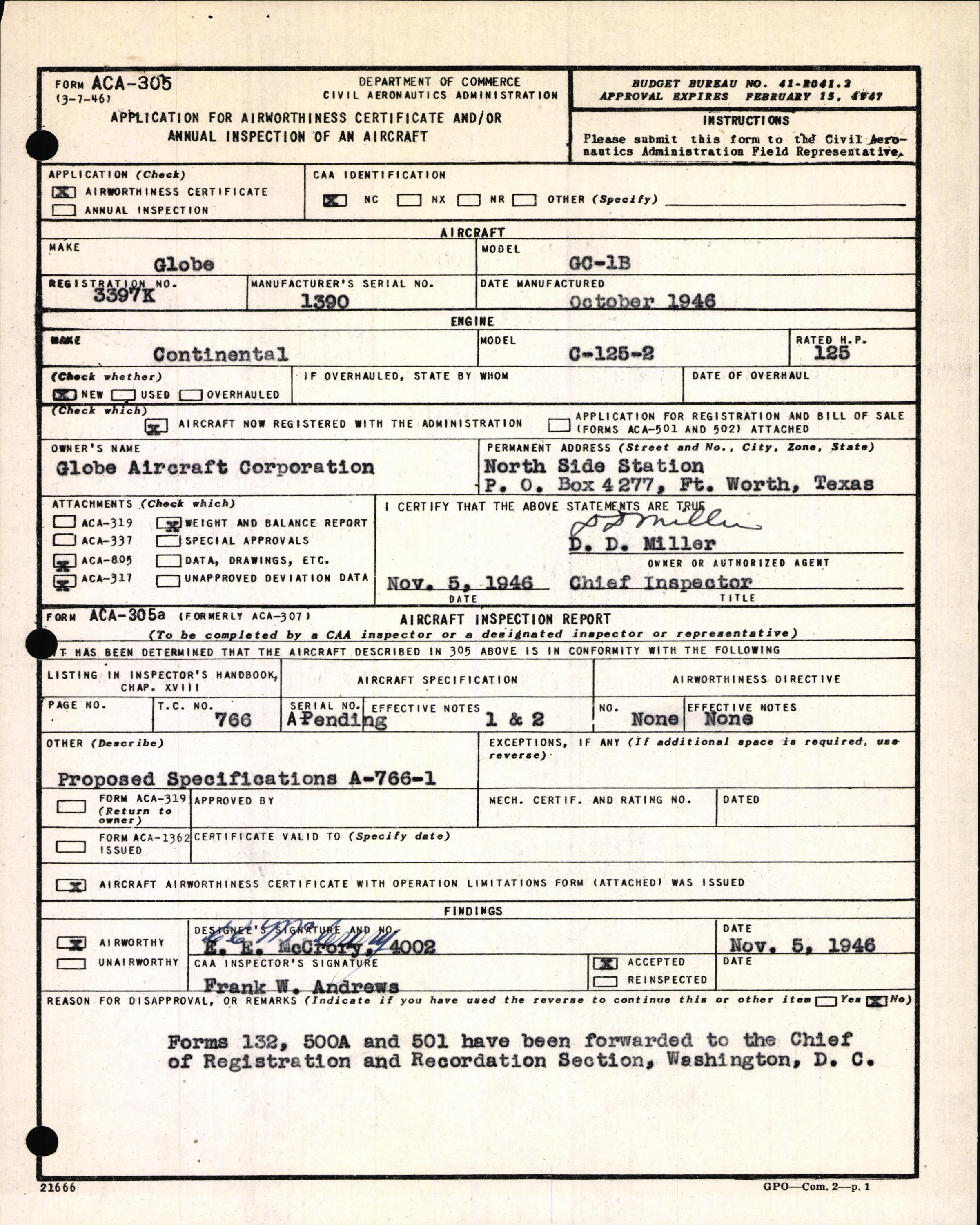 Sample page 3 from AirCorps Library document: Technical Information for Serial Number 1390