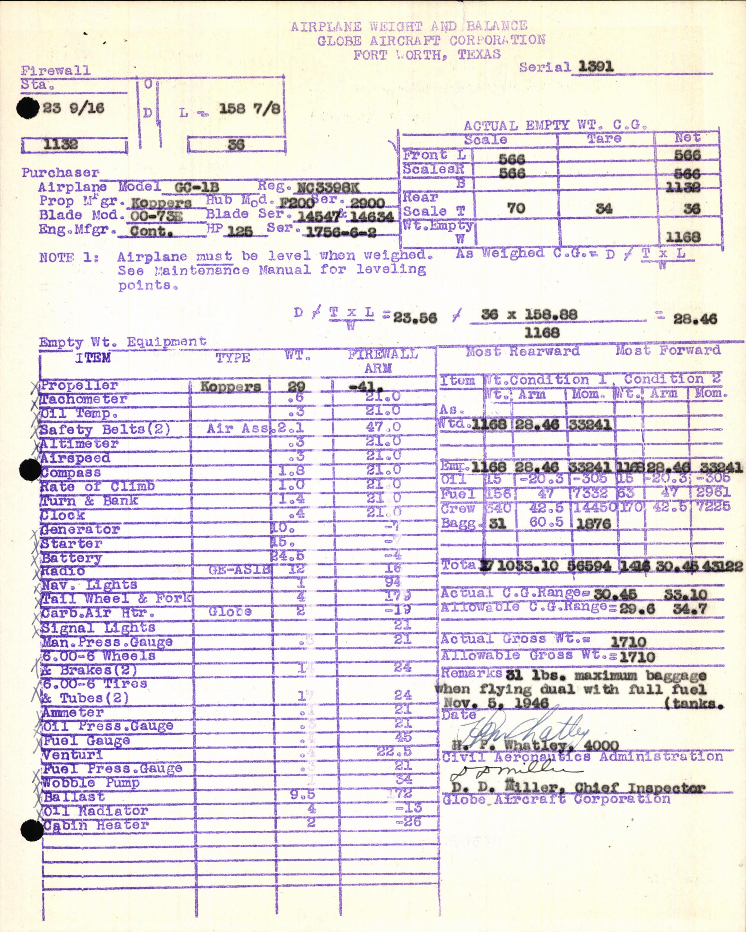 Sample page 7 from AirCorps Library document: Technical Information for Serial Number 1391