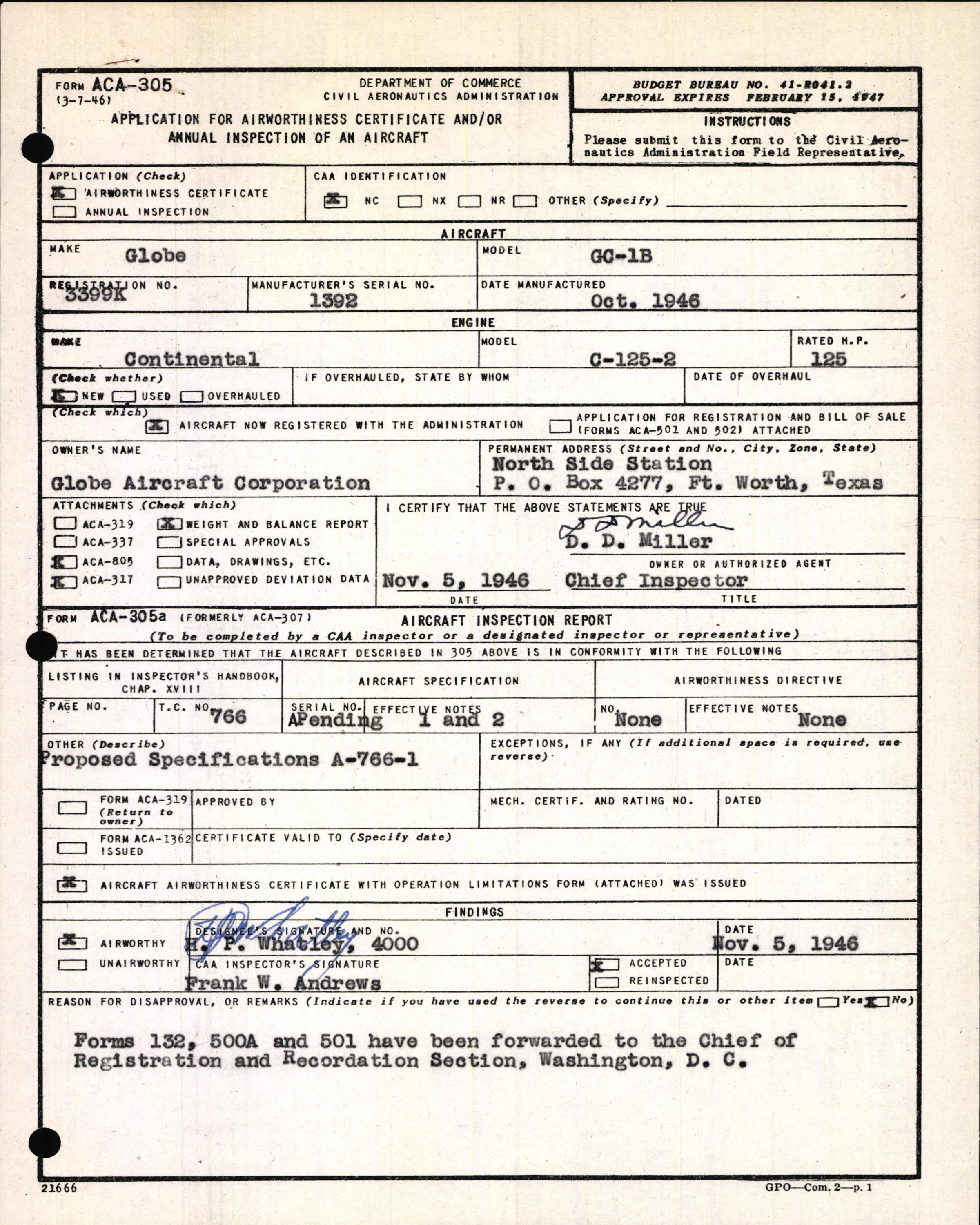 Sample page 3 from AirCorps Library document: Technical Information for Serial Number 1392