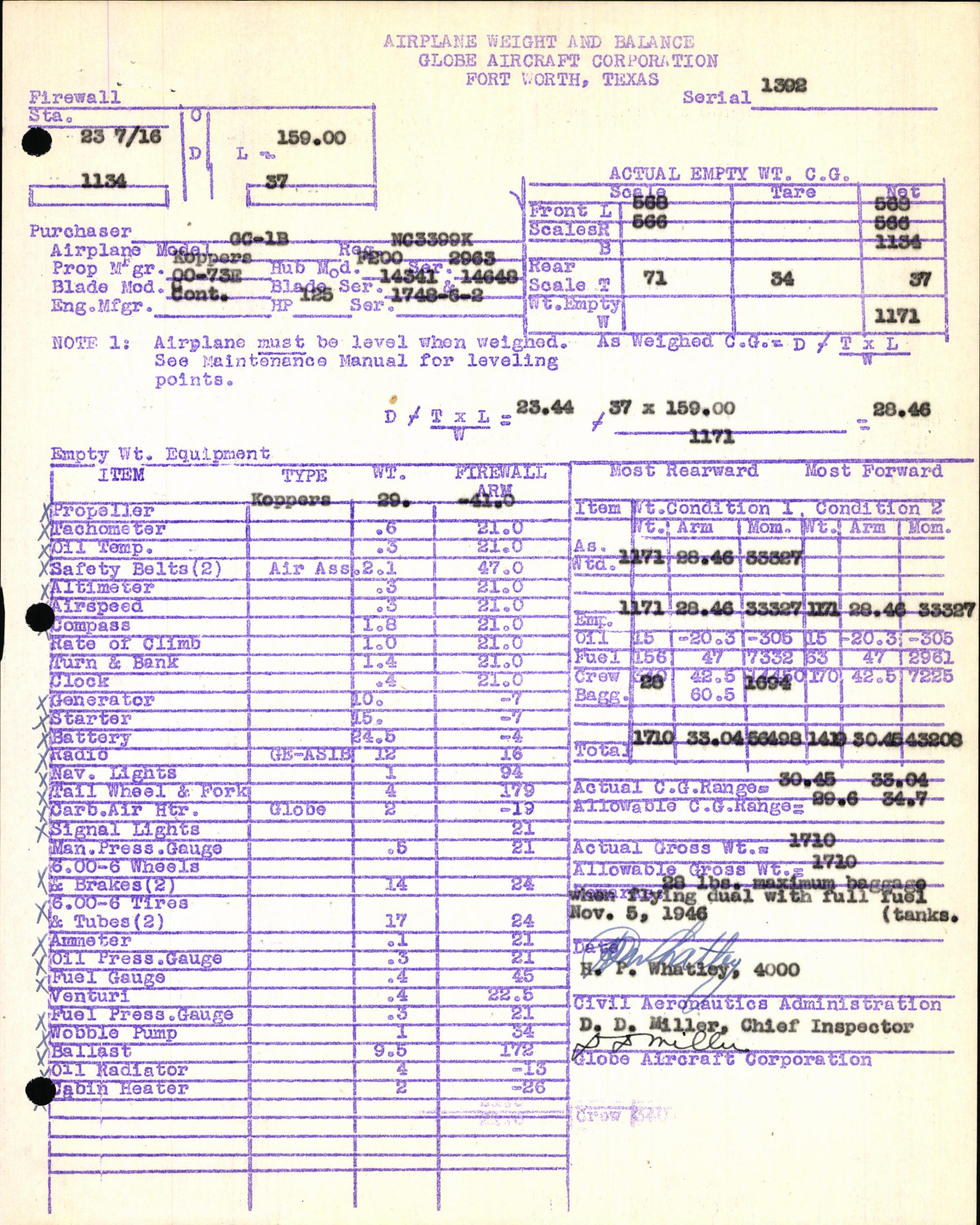 Sample page 7 from AirCorps Library document: Technical Information for Serial Number 1392