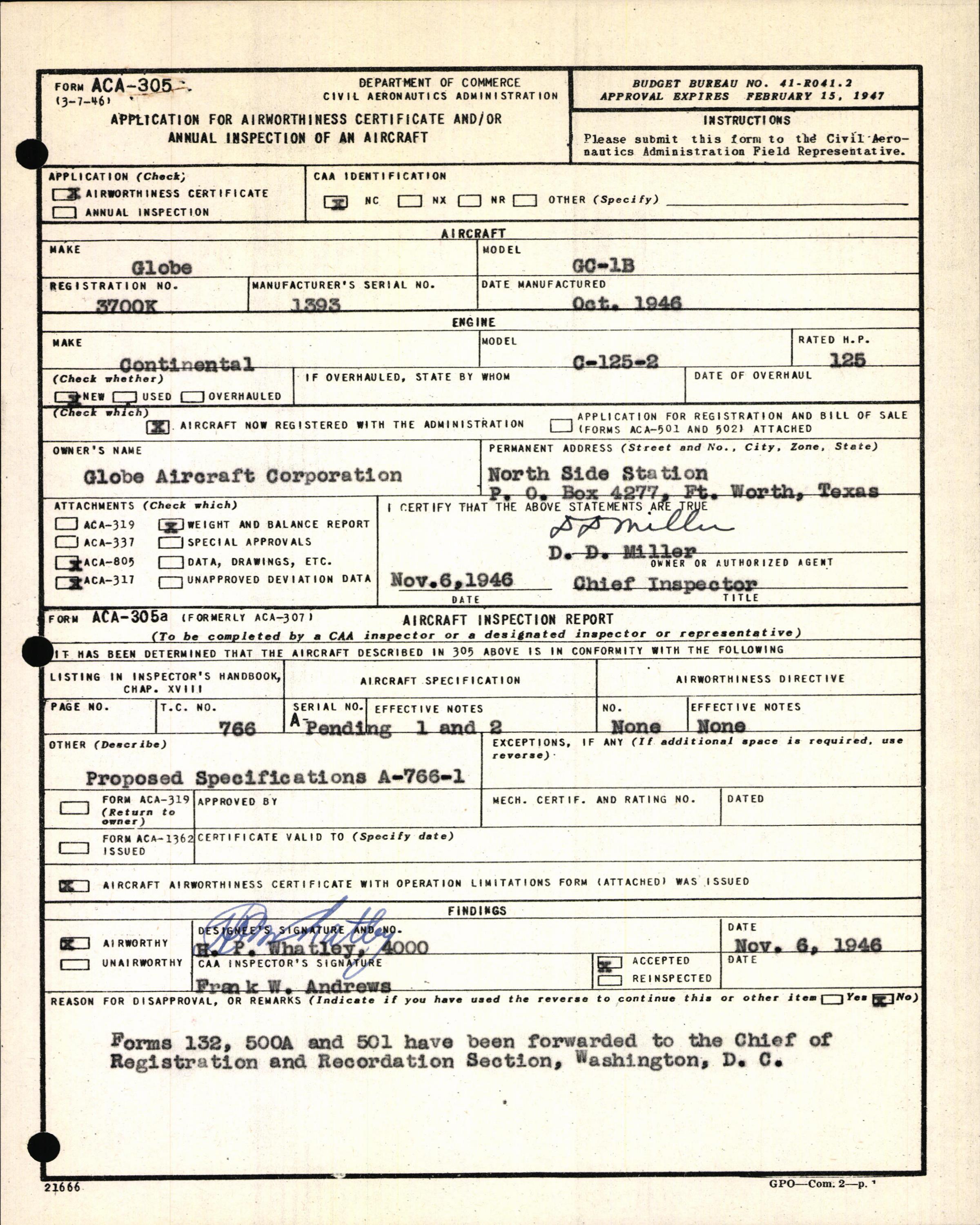 Sample page 3 from AirCorps Library document: Technical Information for Serial Number 1393