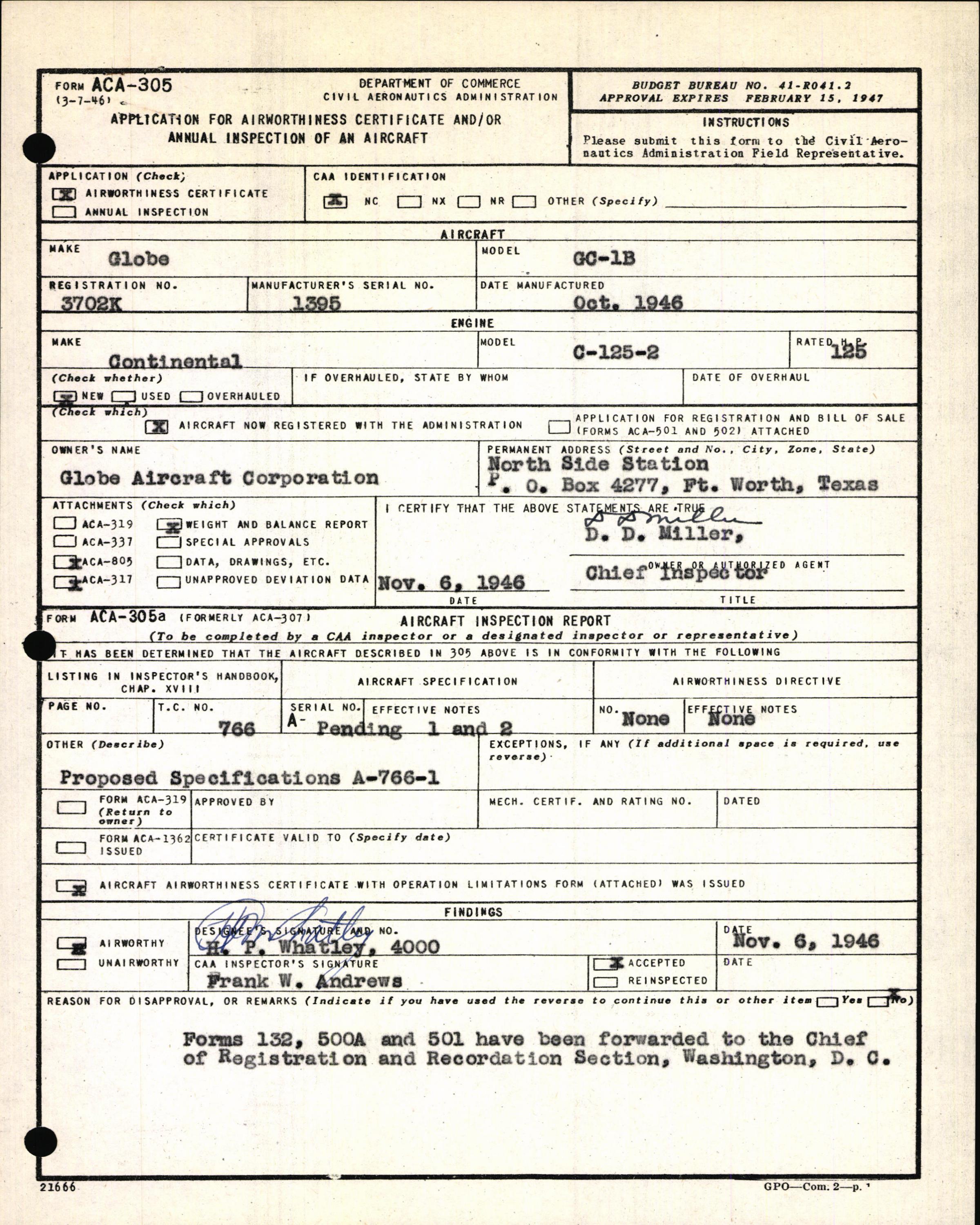 Sample page 3 from AirCorps Library document: Technical Information for Serial Number 1395