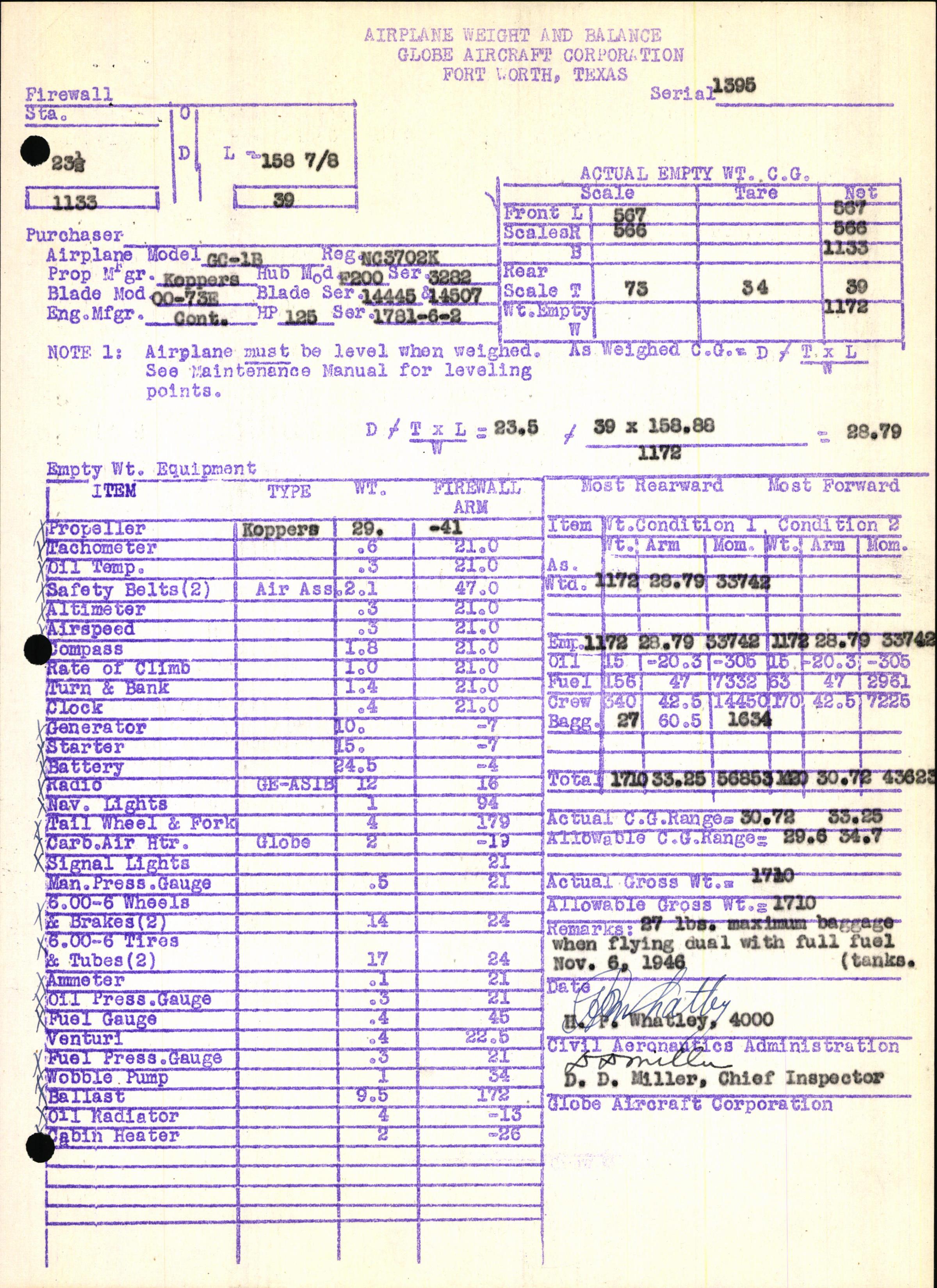 Sample page 7 from AirCorps Library document: Technical Information for Serial Number 1395