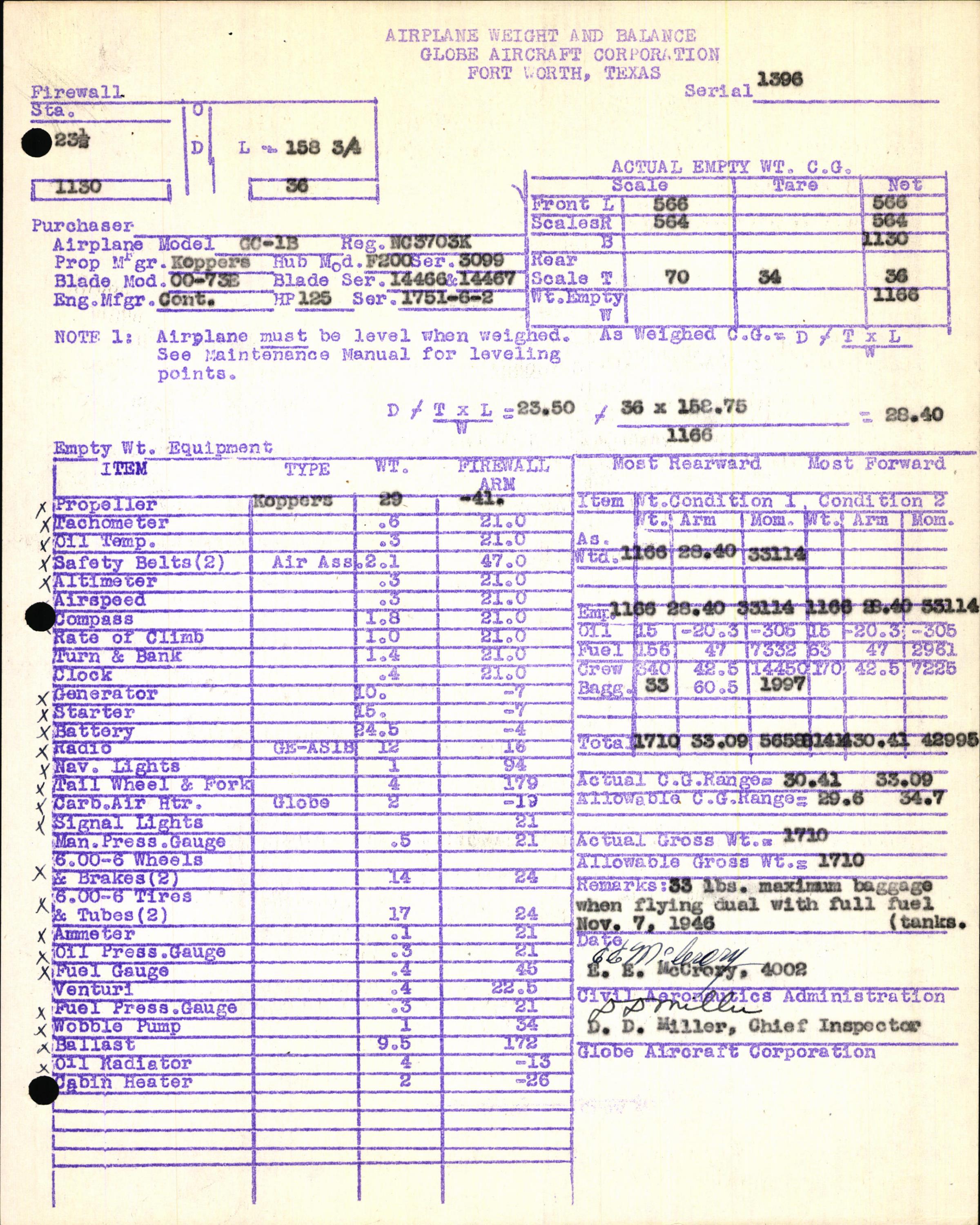 Sample page 5 from AirCorps Library document: Technical Information for Serial Number 1396