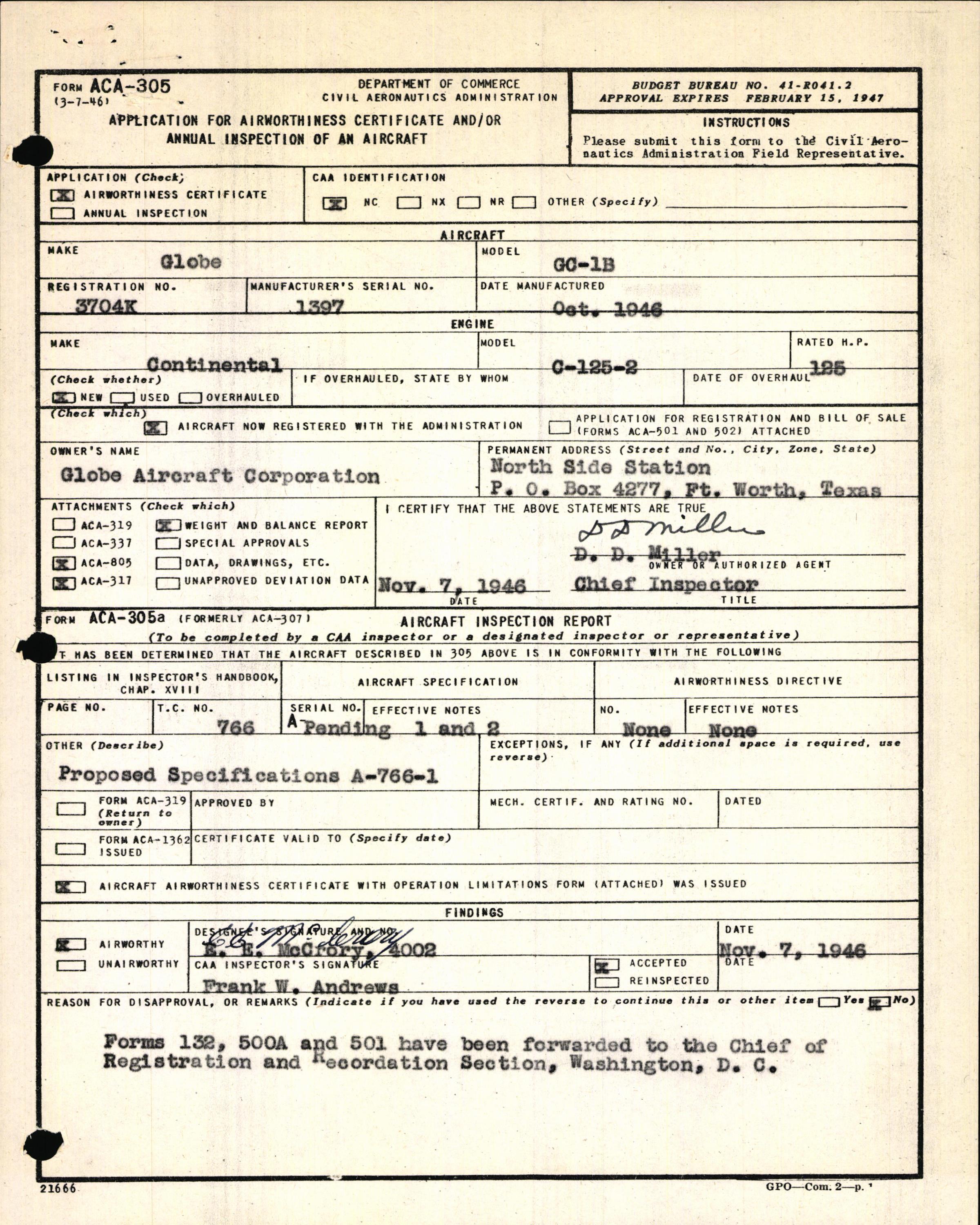 Sample page 3 from AirCorps Library document: Technical Information for Serial Number 1397