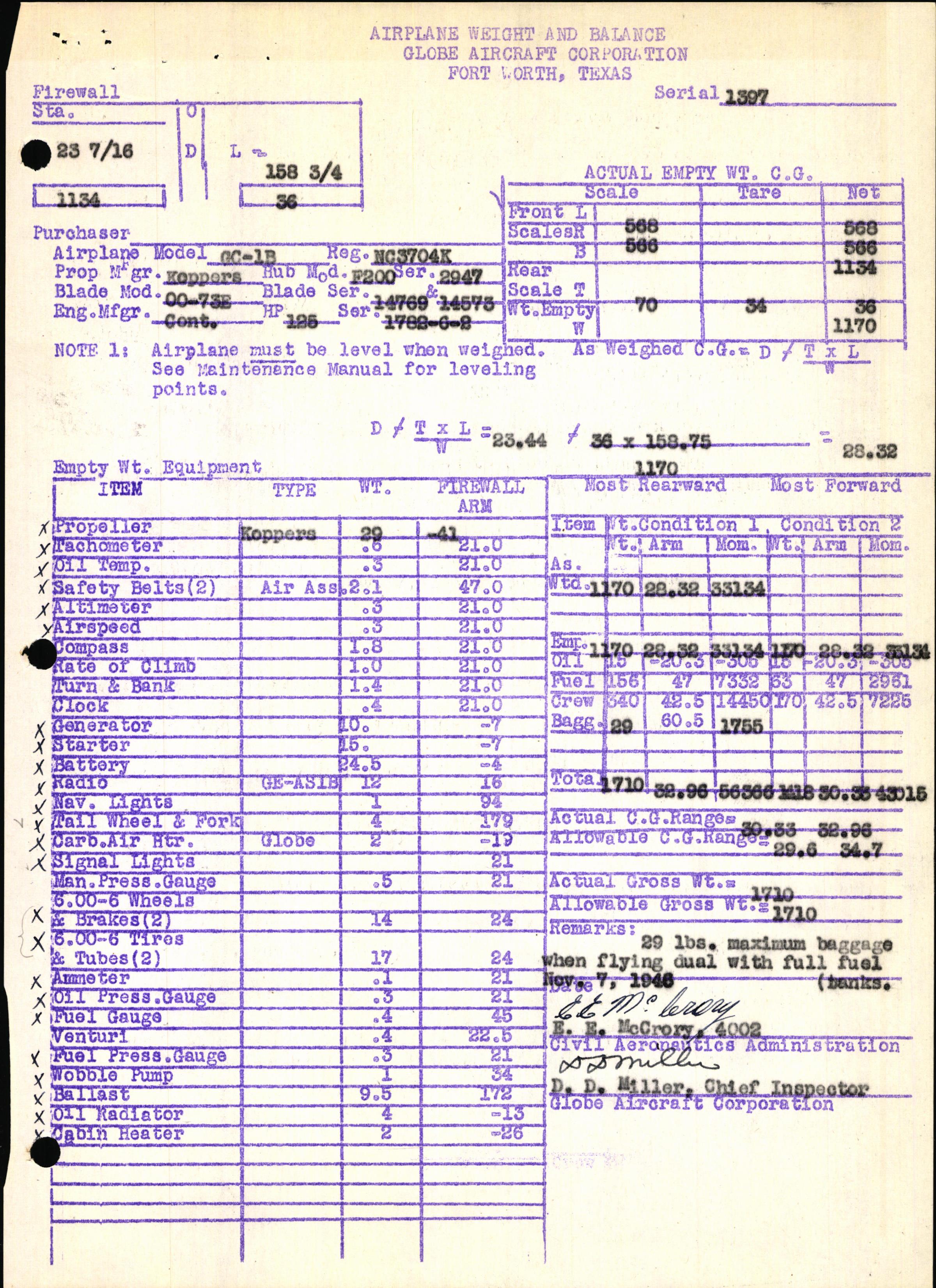 Sample page 7 from AirCorps Library document: Technical Information for Serial Number 1397