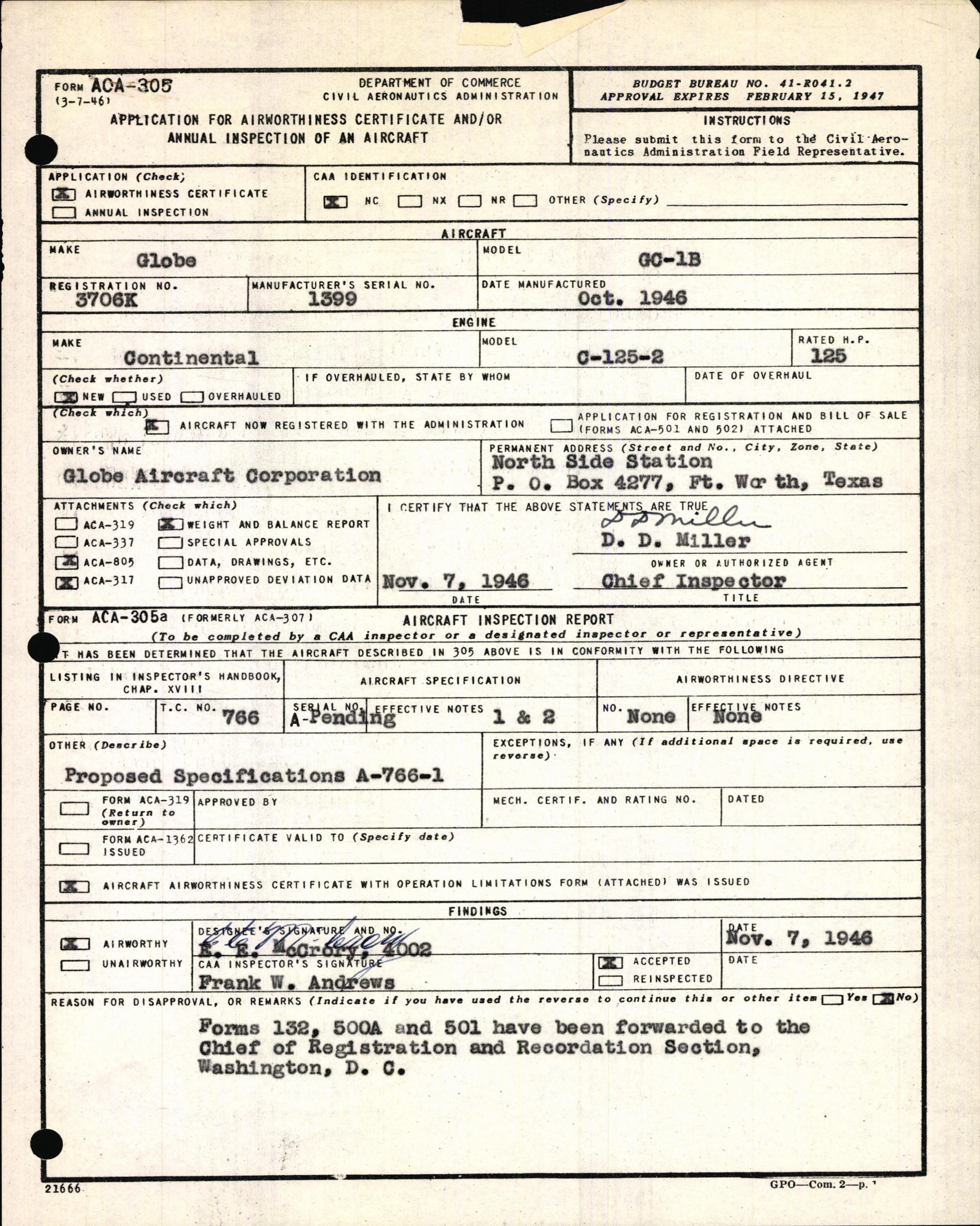 Sample page 3 from AirCorps Library document: Technical Information for Serial Number 1399