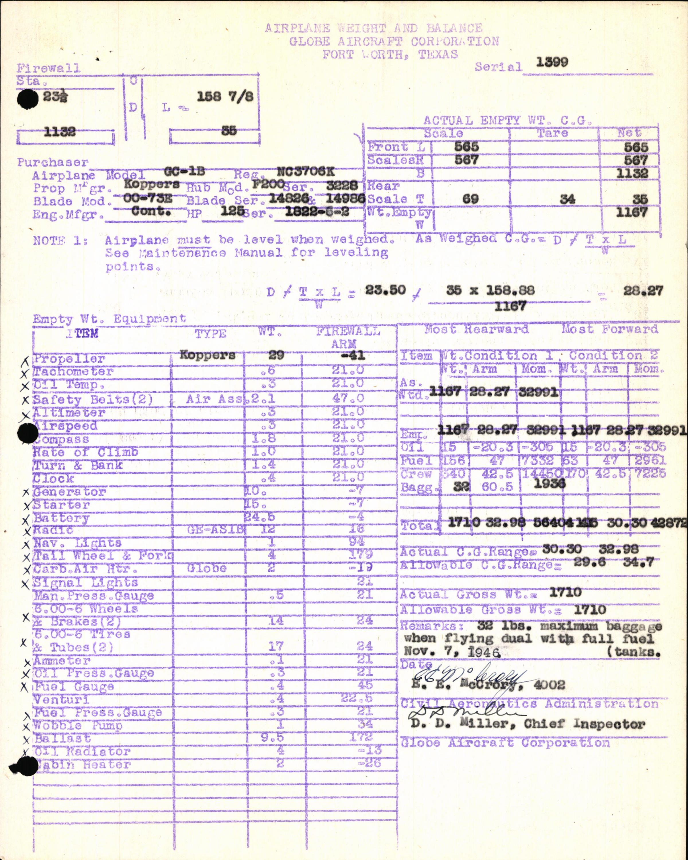 Sample page 7 from AirCorps Library document: Technical Information for Serial Number 1399