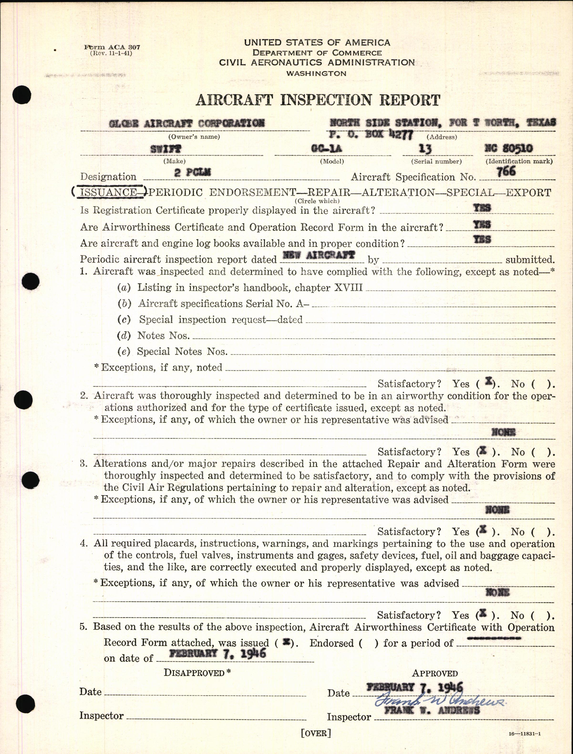 Sample page 5 from AirCorps Library document: Technical Information for Serial Number 13
